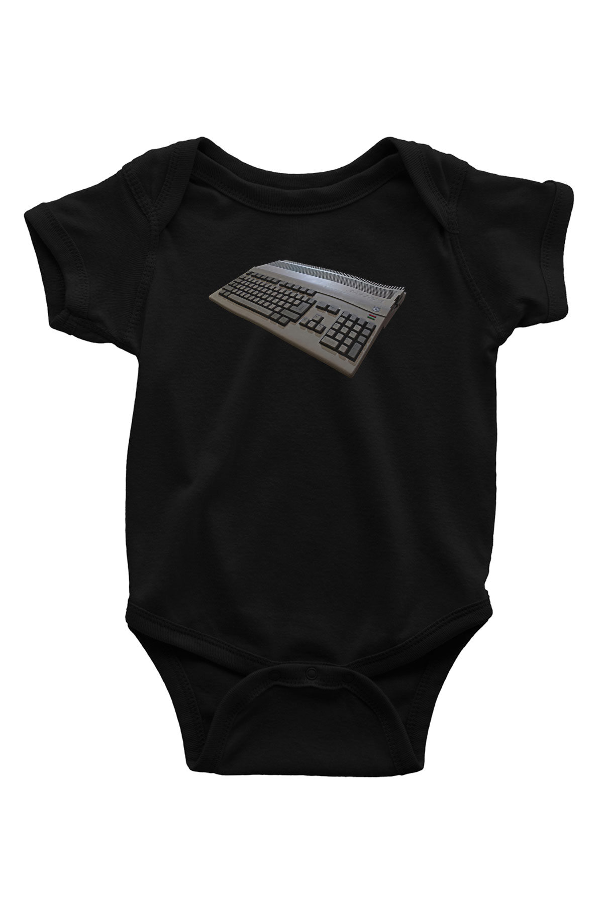 Amiga 500 Baskılı Unisex Siyah Bebek Body - Zıbın
