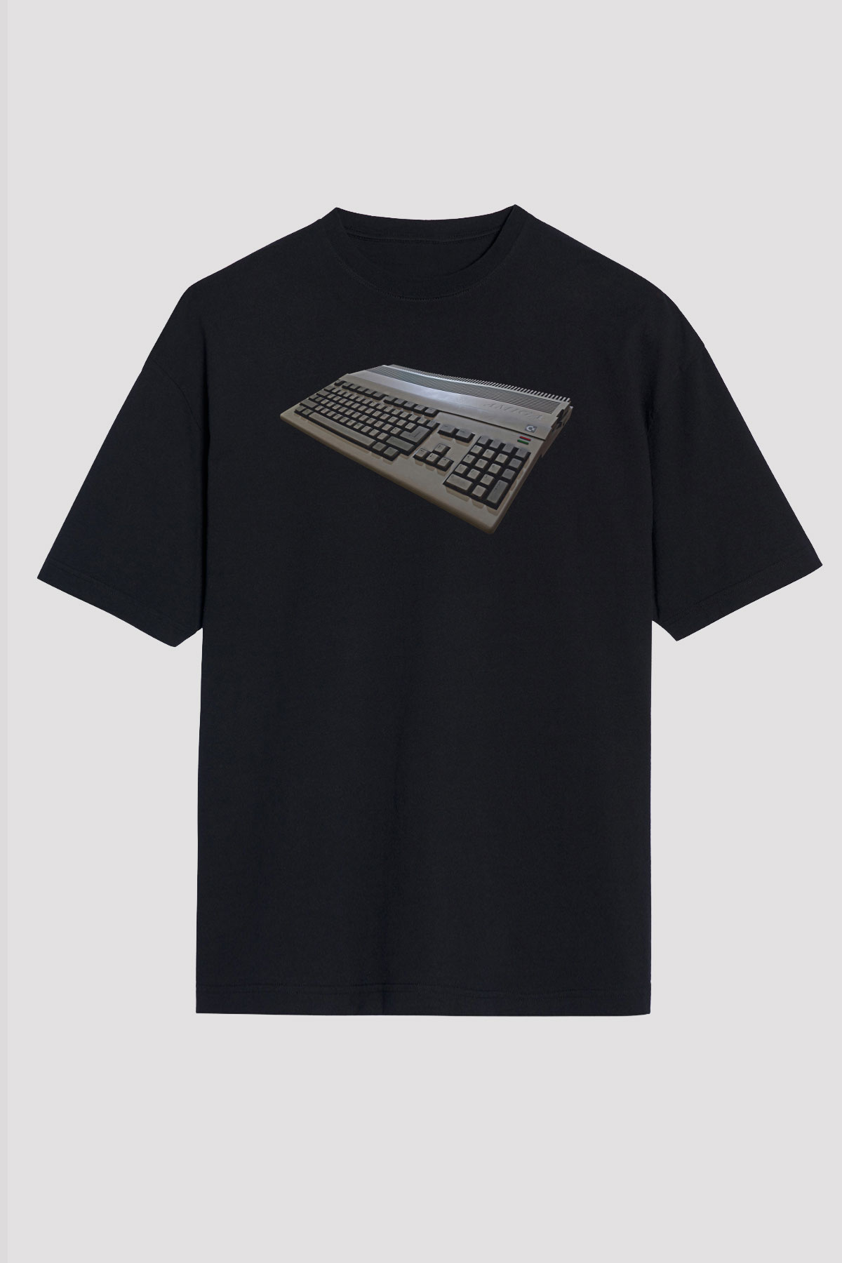 Amiga 500 Baskılı Unisex Siyah Oversize Tişört - Tshirt