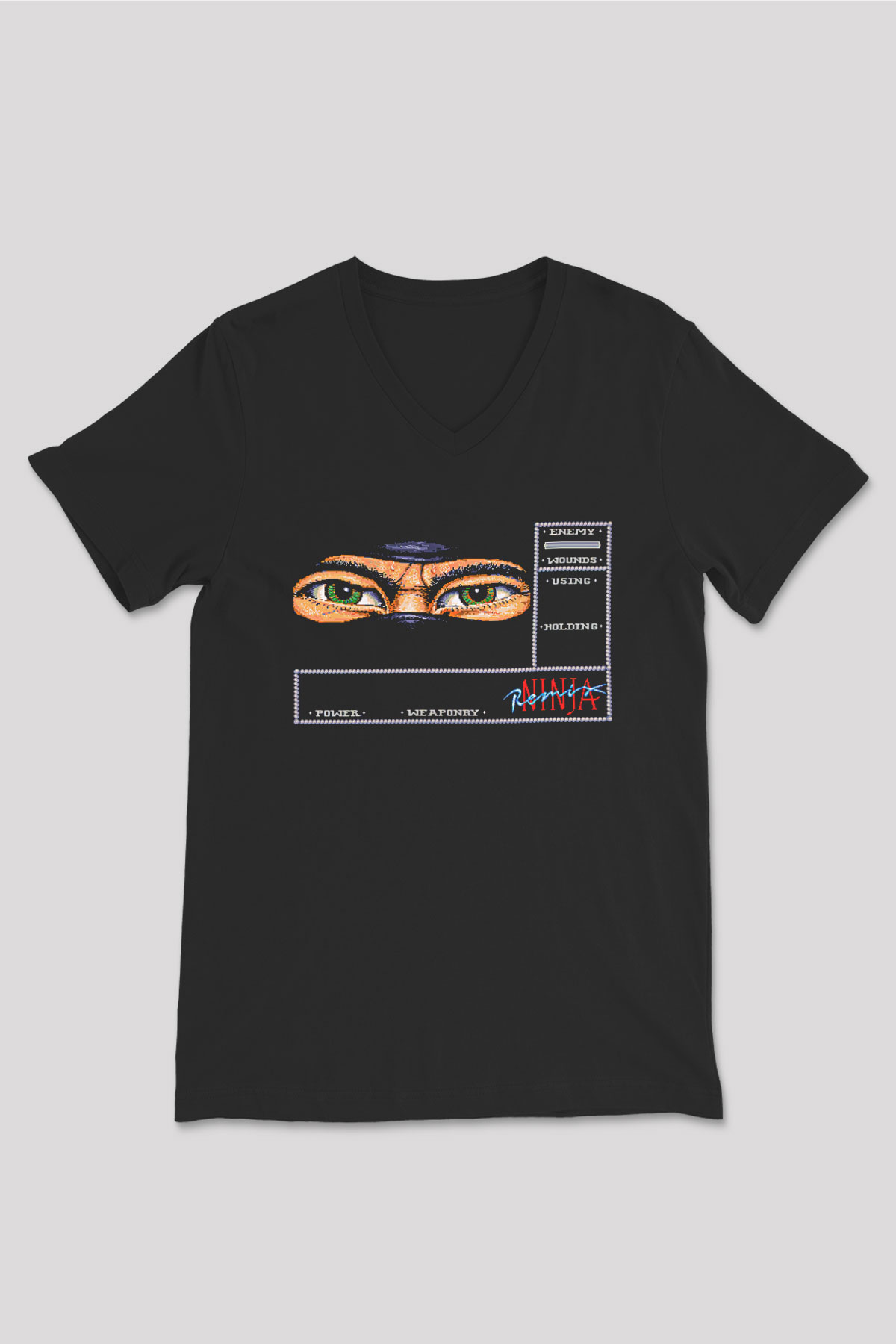 Amiga 500 Baskılı Unisex Siyah V Yaka Tişört - Tshirt