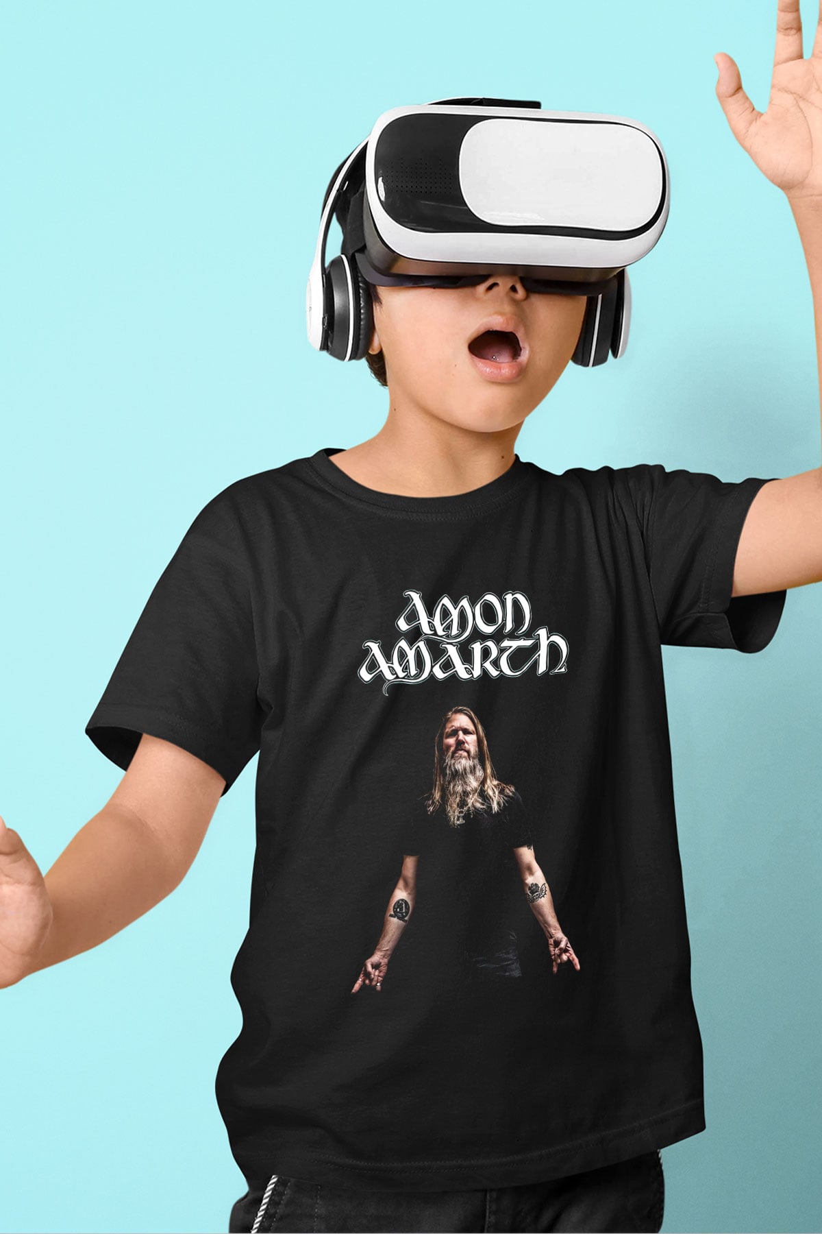 Amon Amarth Baskılı Siyah Unisex Çocuk Tişört
