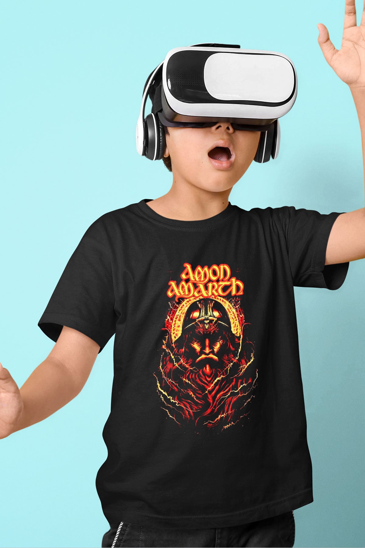 Amon Amarth Baskılı Siyah Unisex Çocuk Tişört