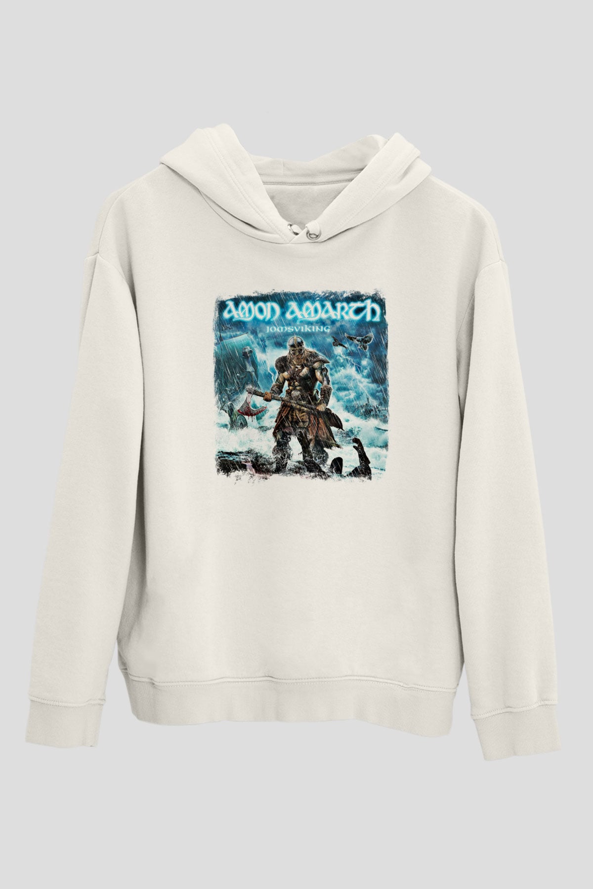 Amon Amarth Baskılı Unisex Beyaz Hoodie