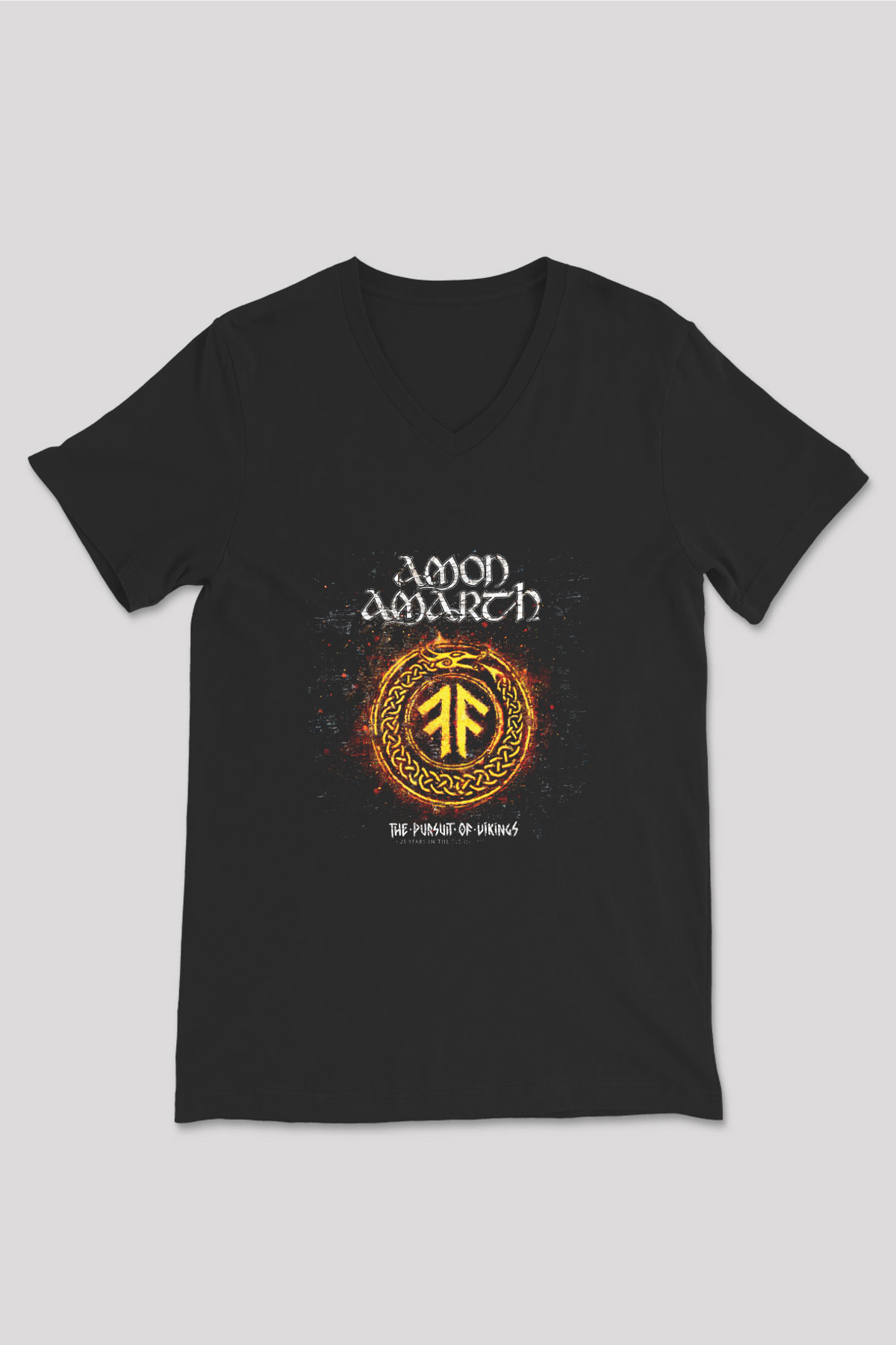 Amon Amarth Baskılı Unisex Siyah V Yaka Tişört