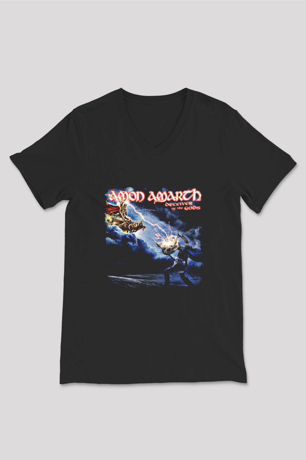 Amon Amarth Baskılı Unisex Siyah V Yaka Tişört