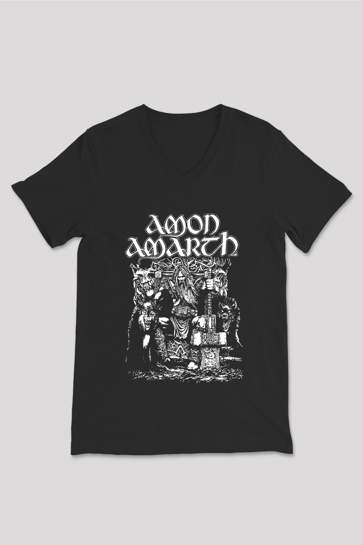 Amon Amarth Siyah Unisex V Yaka Tişört T-Shirt