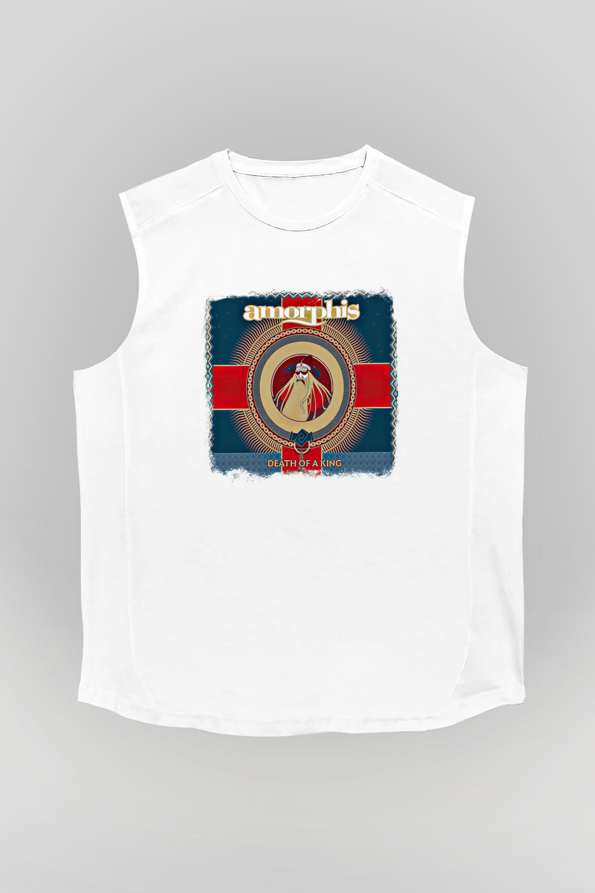 Amorphis Baskılı Unisex Beyaz Kolsuz Tişört