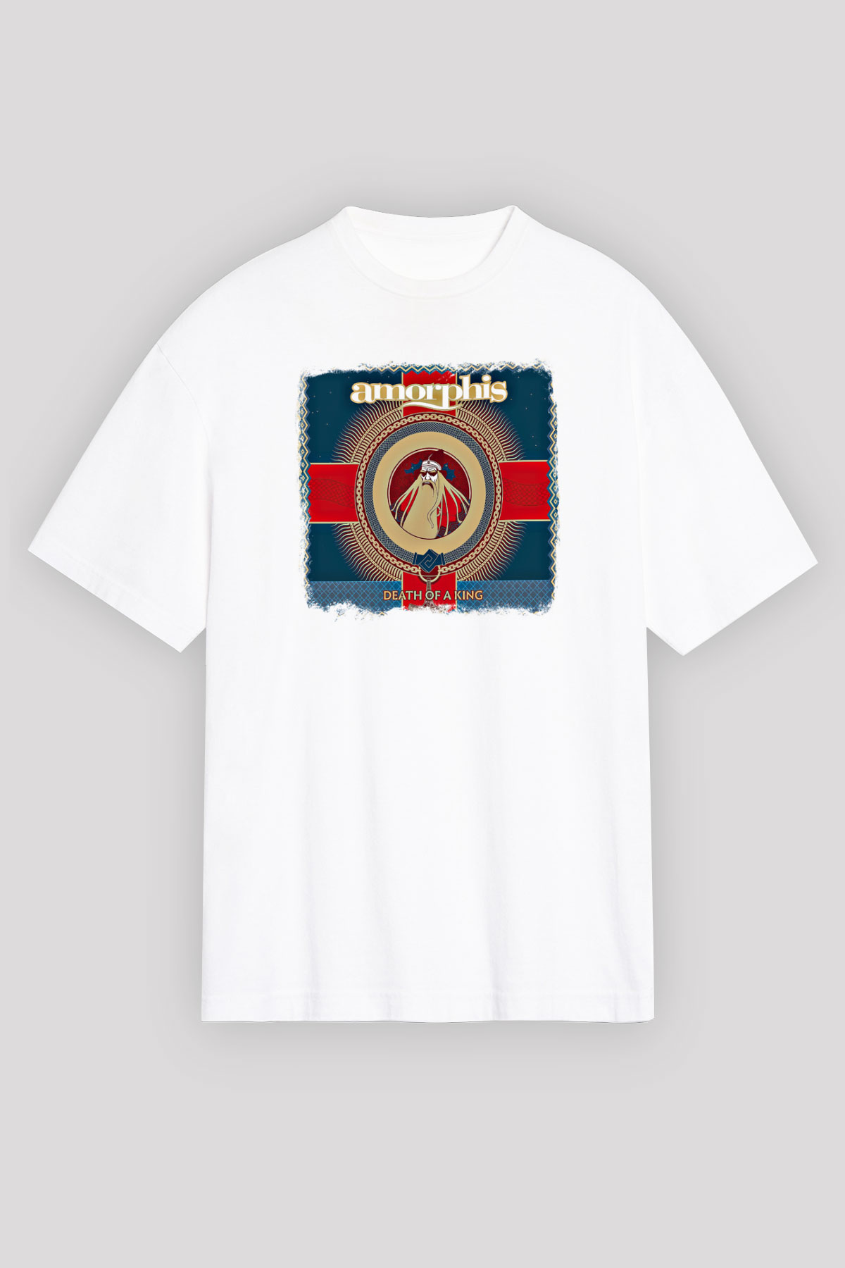 Amorphis Baskılı Unisex Beyaz Oversize Tişört