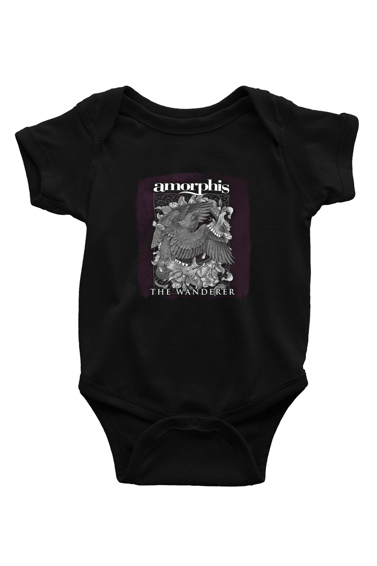 Amorphis Baskılı Unisex Siyah Bebek Body - Zıbın