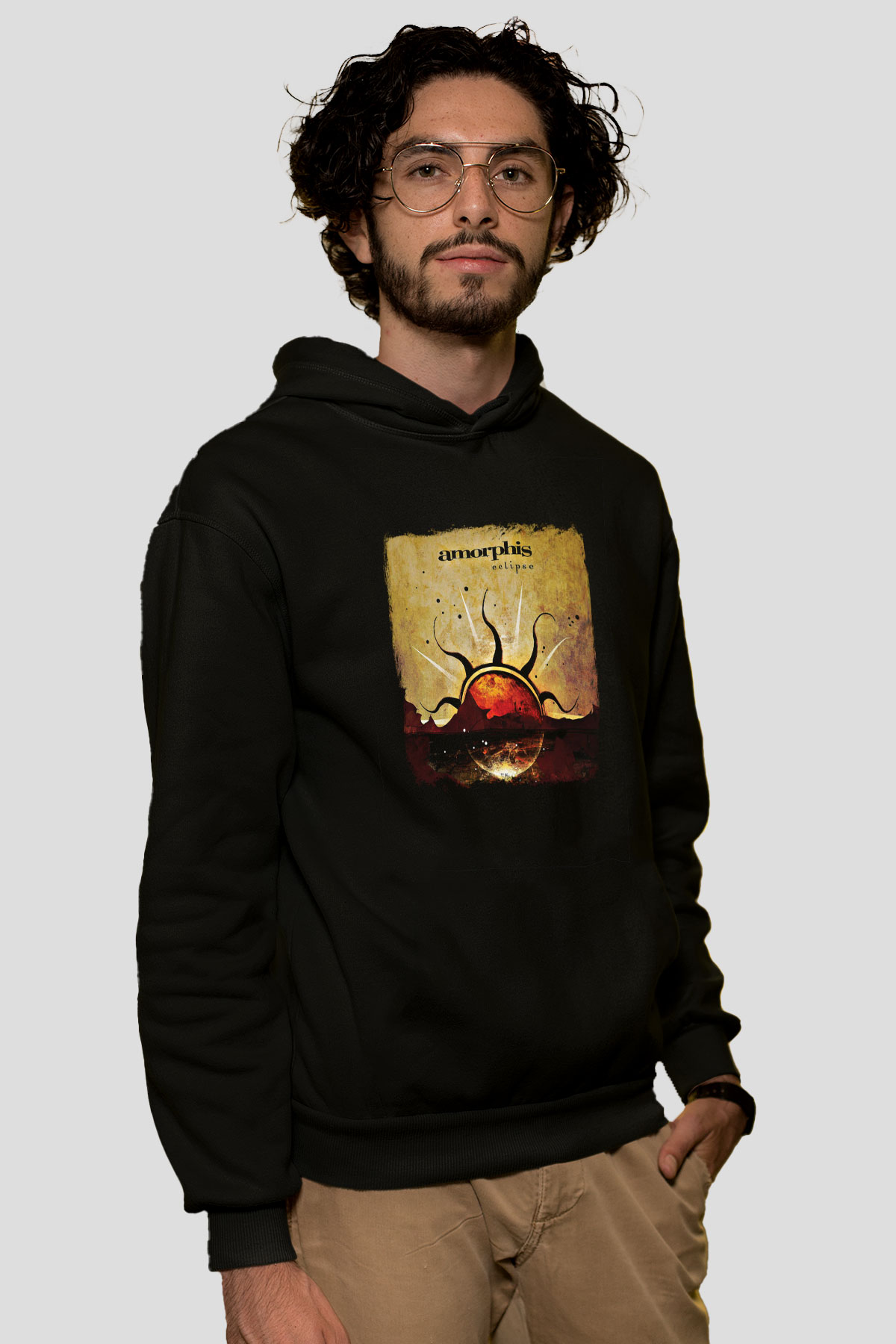 Amorphis Baskılı Unisex Siyah Hoodie