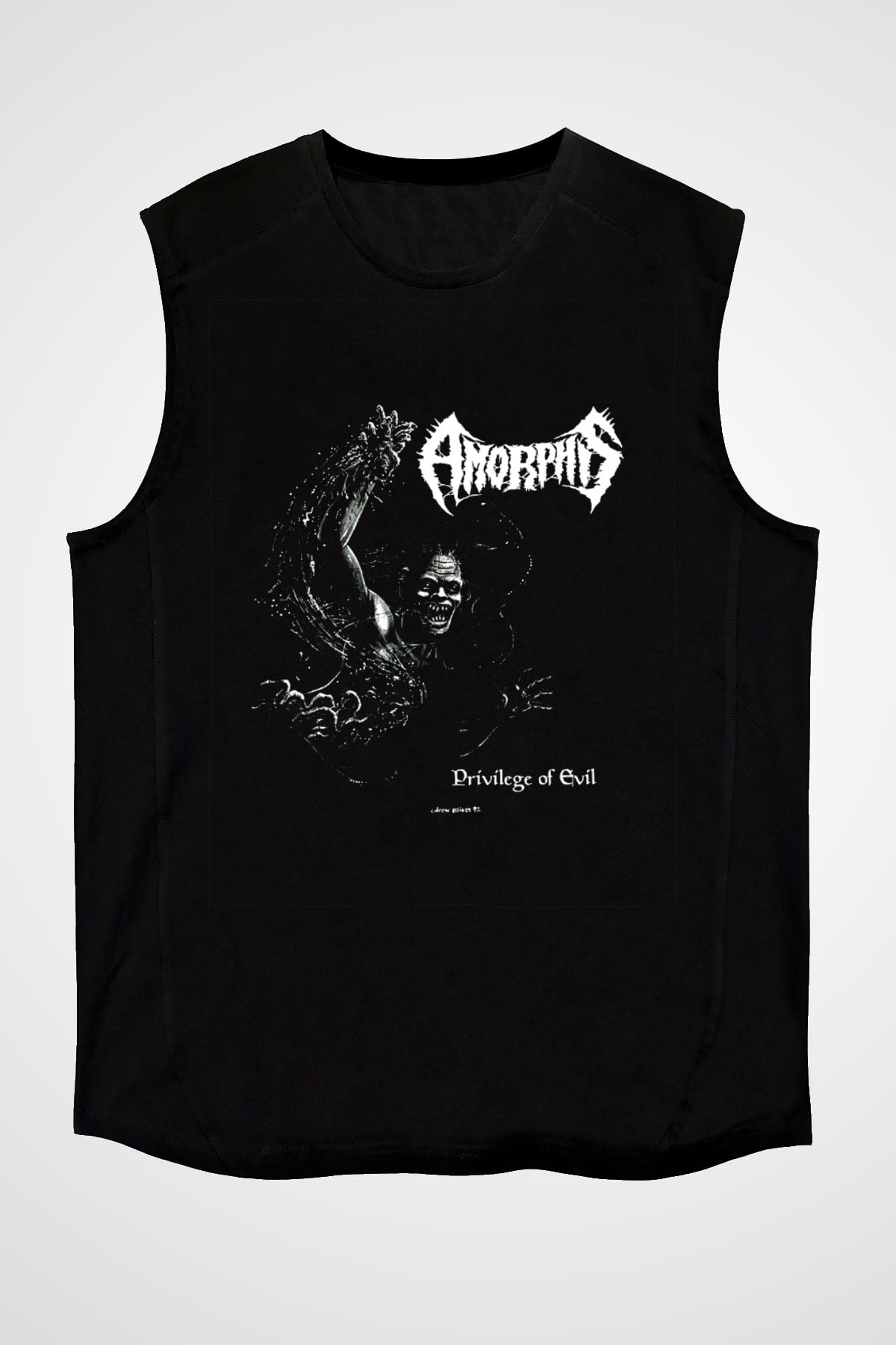 Amorphis Baskılı Unisex Siyah Kolsuz Tişört