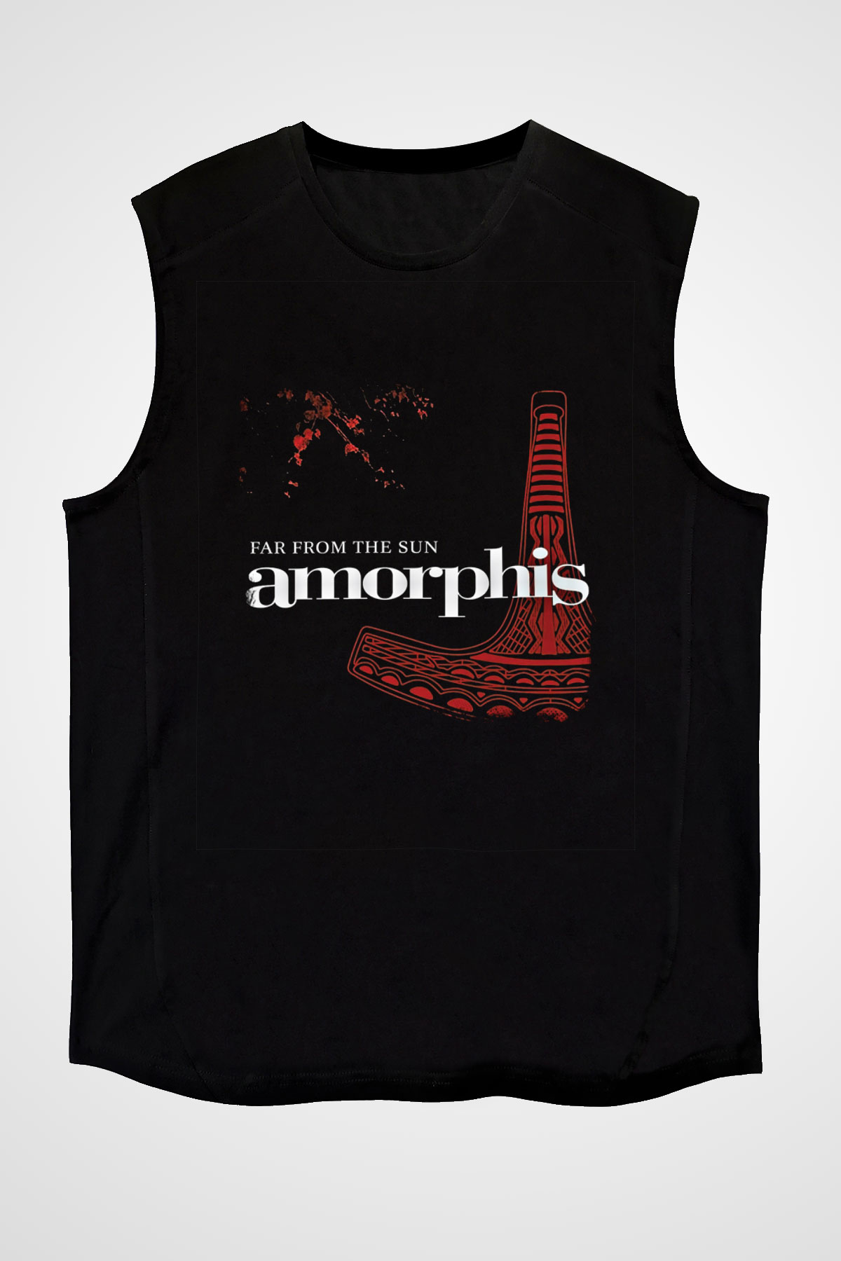 Amorphis Baskılı Unisex Siyah Kolsuz Tişört
