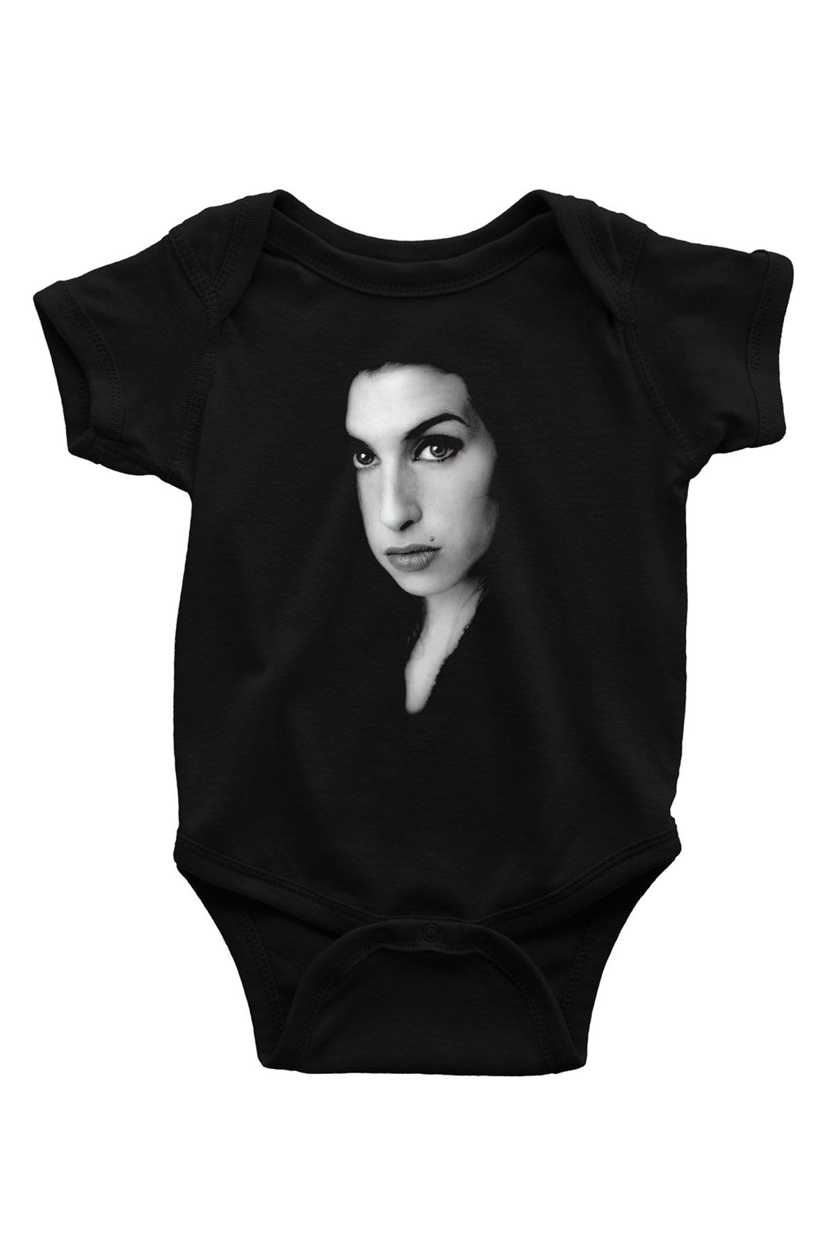 Amy Winehouse Baskılı Siyah Bebek Body - Zıbın