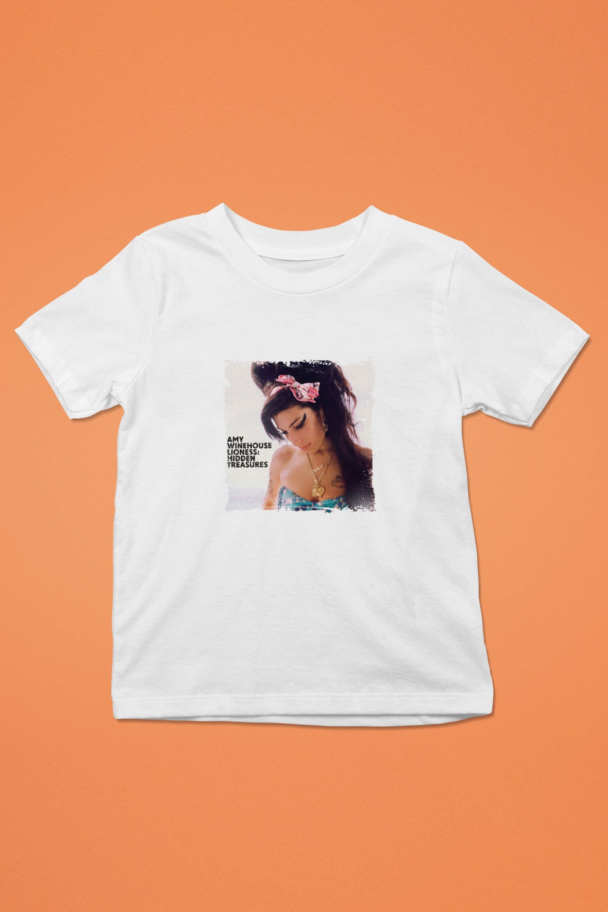 Amy Winehouse Baskılı Unisex Beyaz Çocuk Tişört