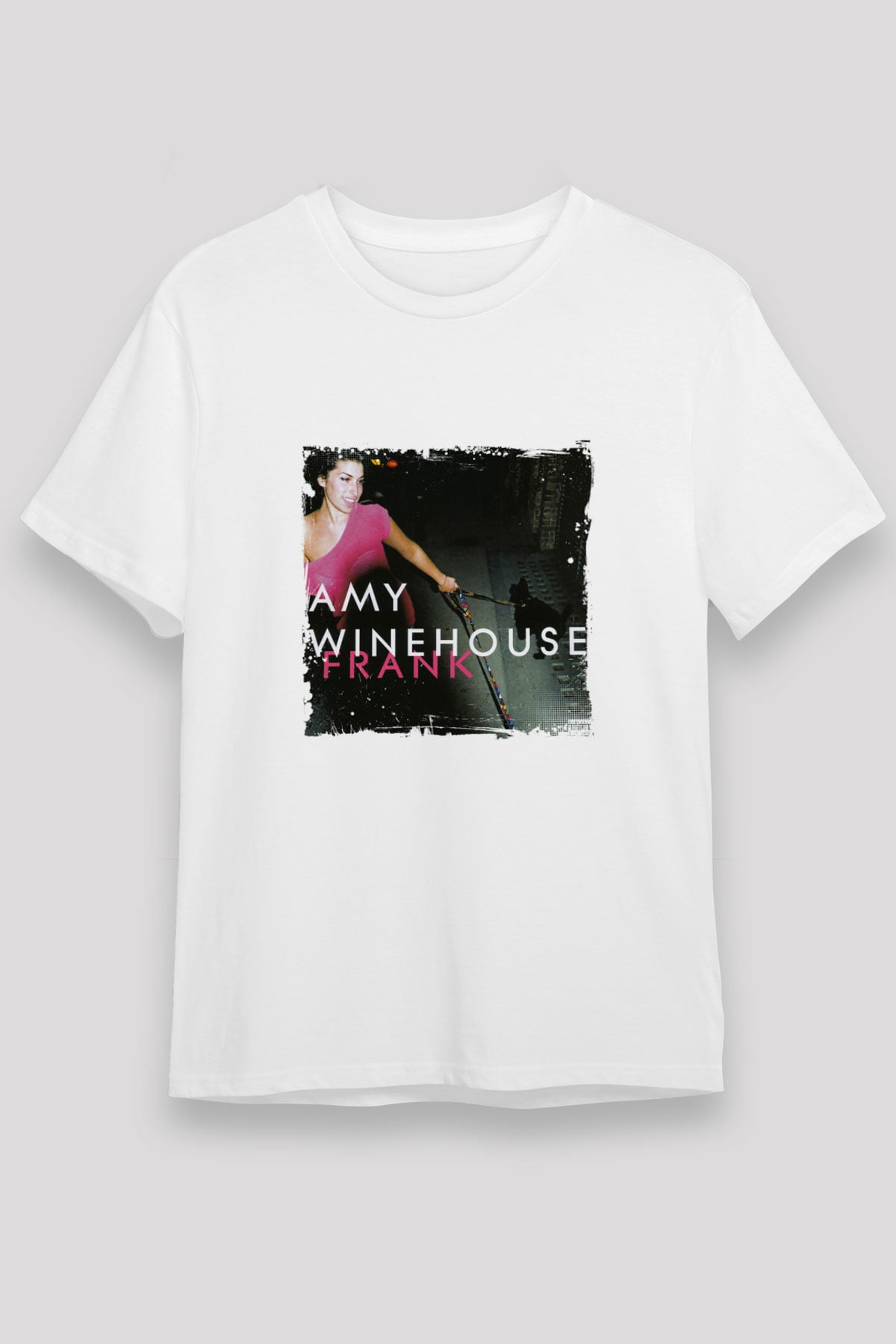 Amy Winehouse Baskılı Unisex Beyaz Tişört