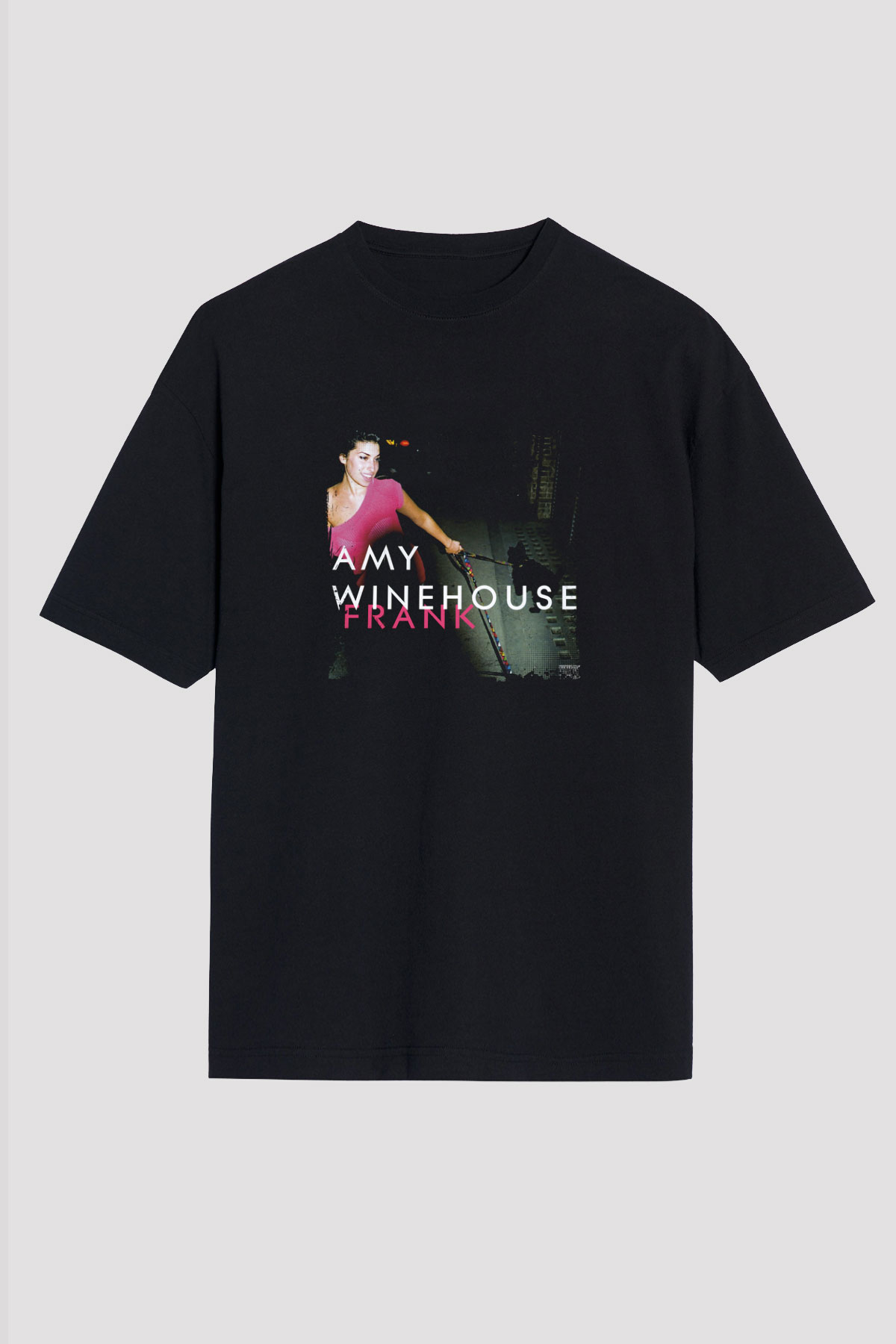 Amy Winehouse Baskılı Unisex Oversize Siyah Tişört