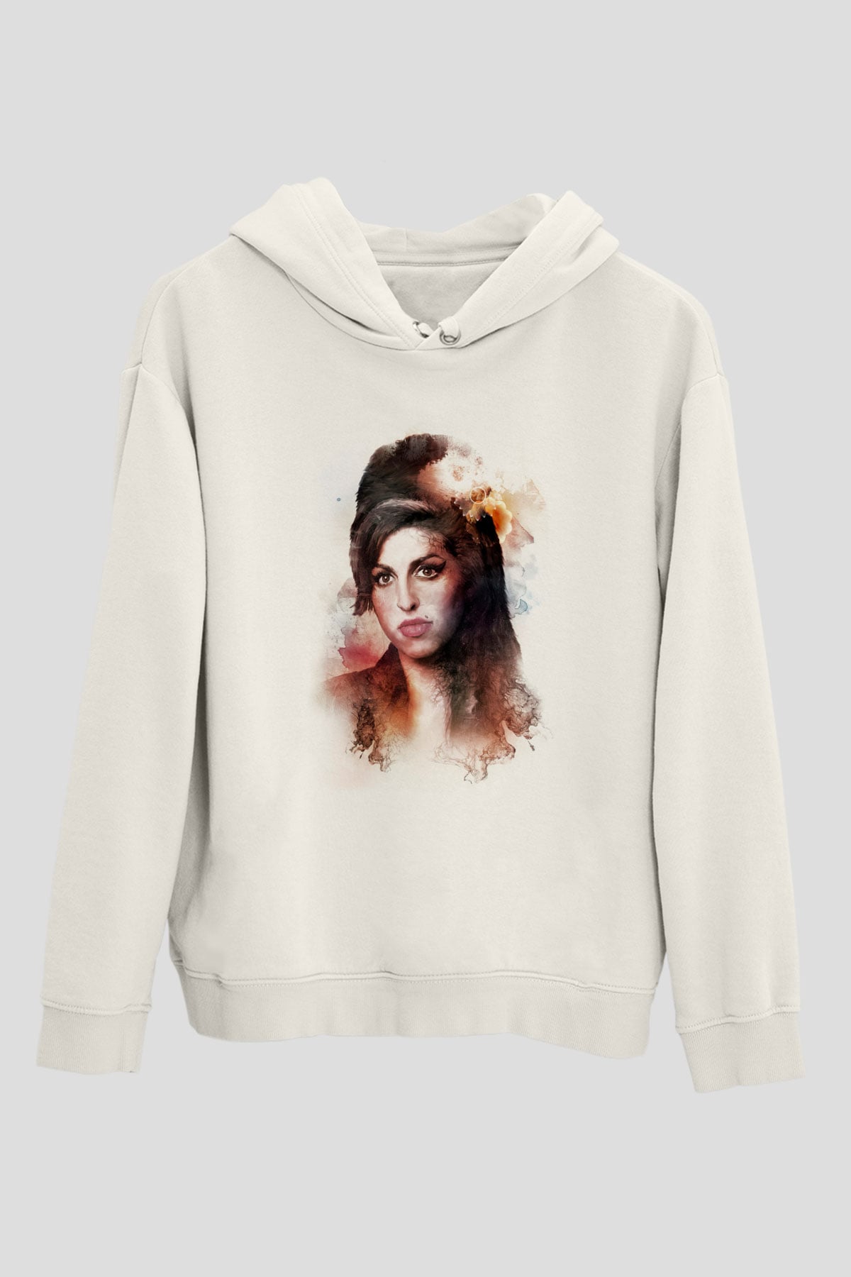 Amy Winehouse Beyaz Unisex Kapşonlu Sweatshirt