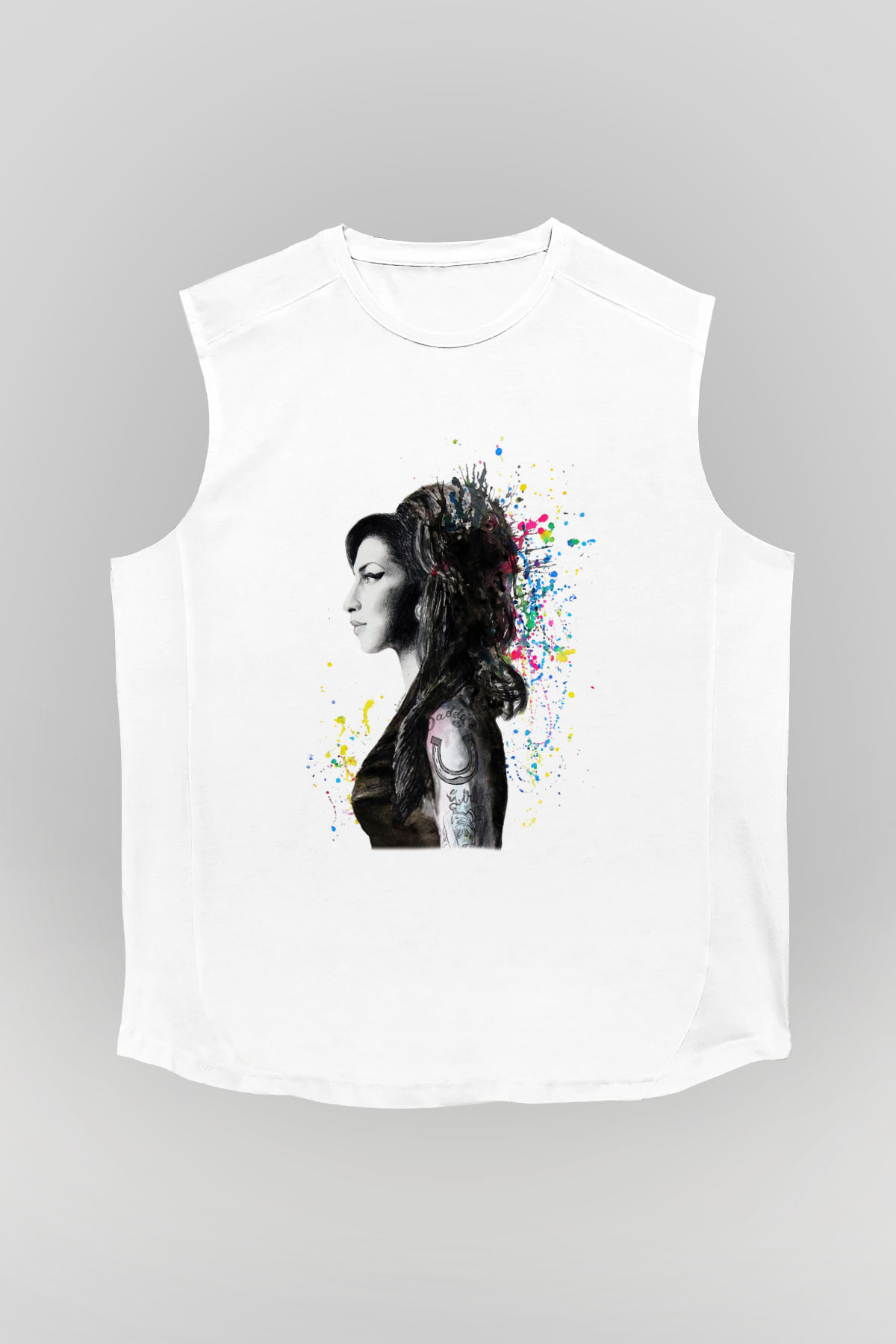 Amy Winehouse Beyaz Unisex Kolsuz Tişört