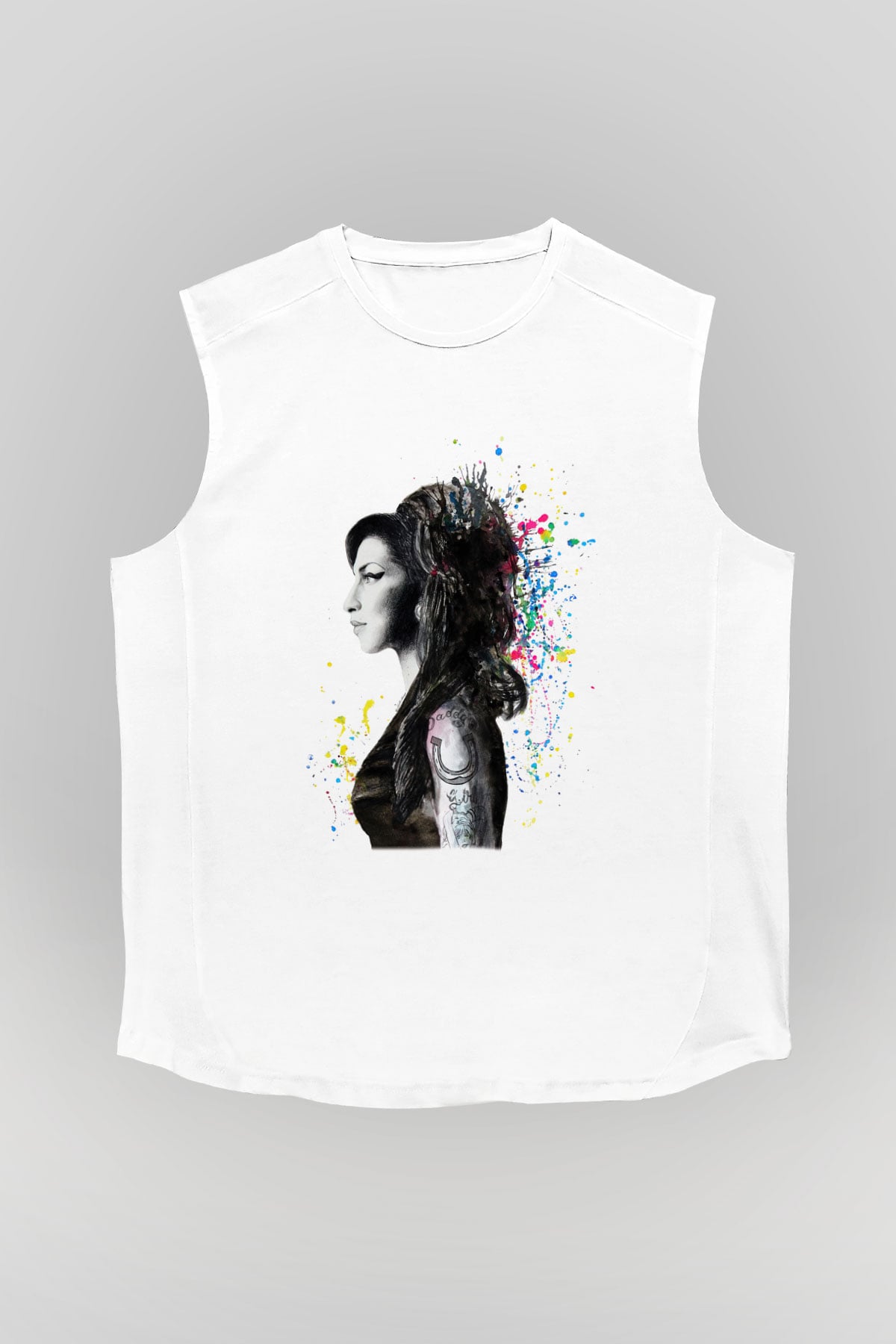 Amy Winehouse Beyaz Unisex Kolsuz Tişört
