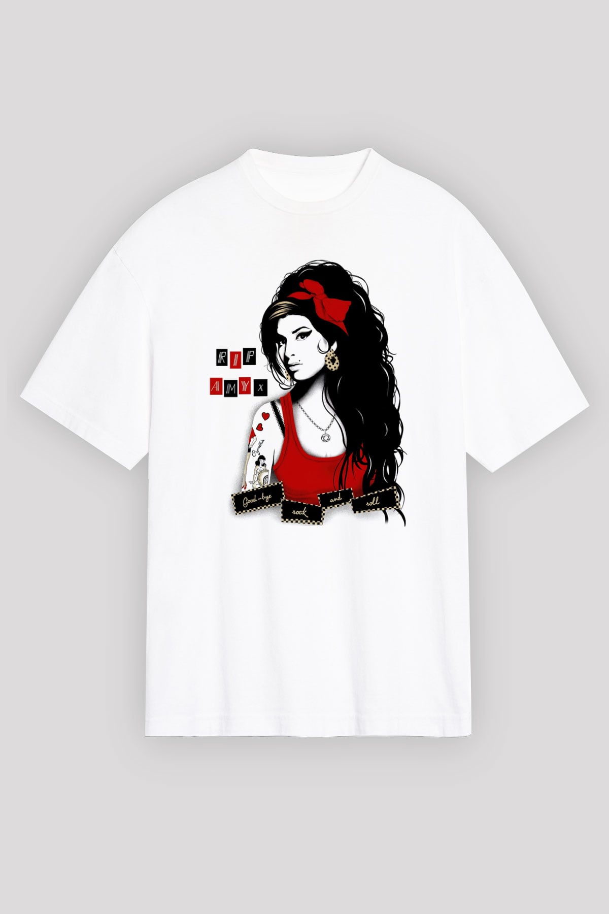Amy Winehouse Beyaz Unisex Oversize Tişört T-Shirt