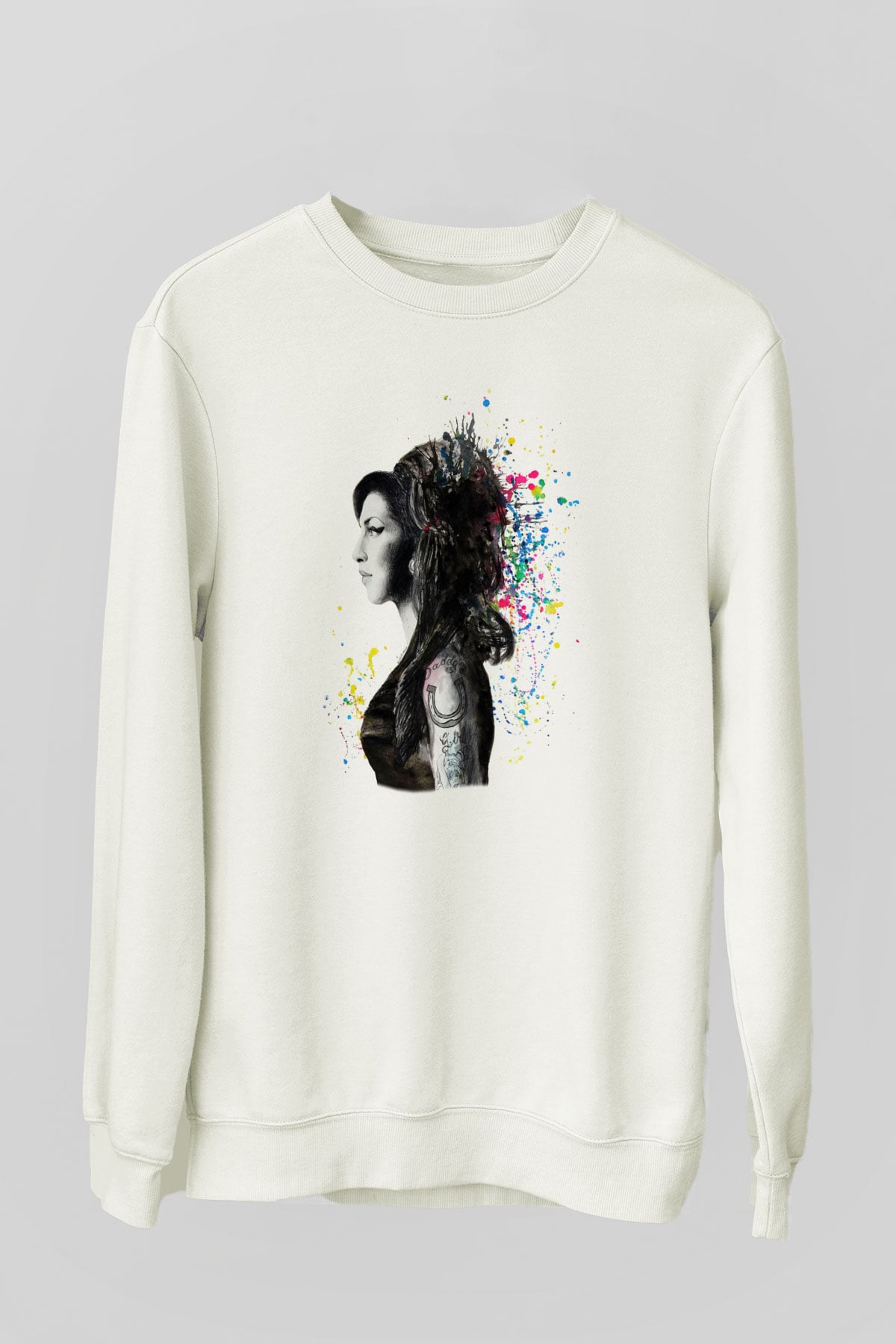 Amy Winehouse Beyaz Unisex Sweatshirt