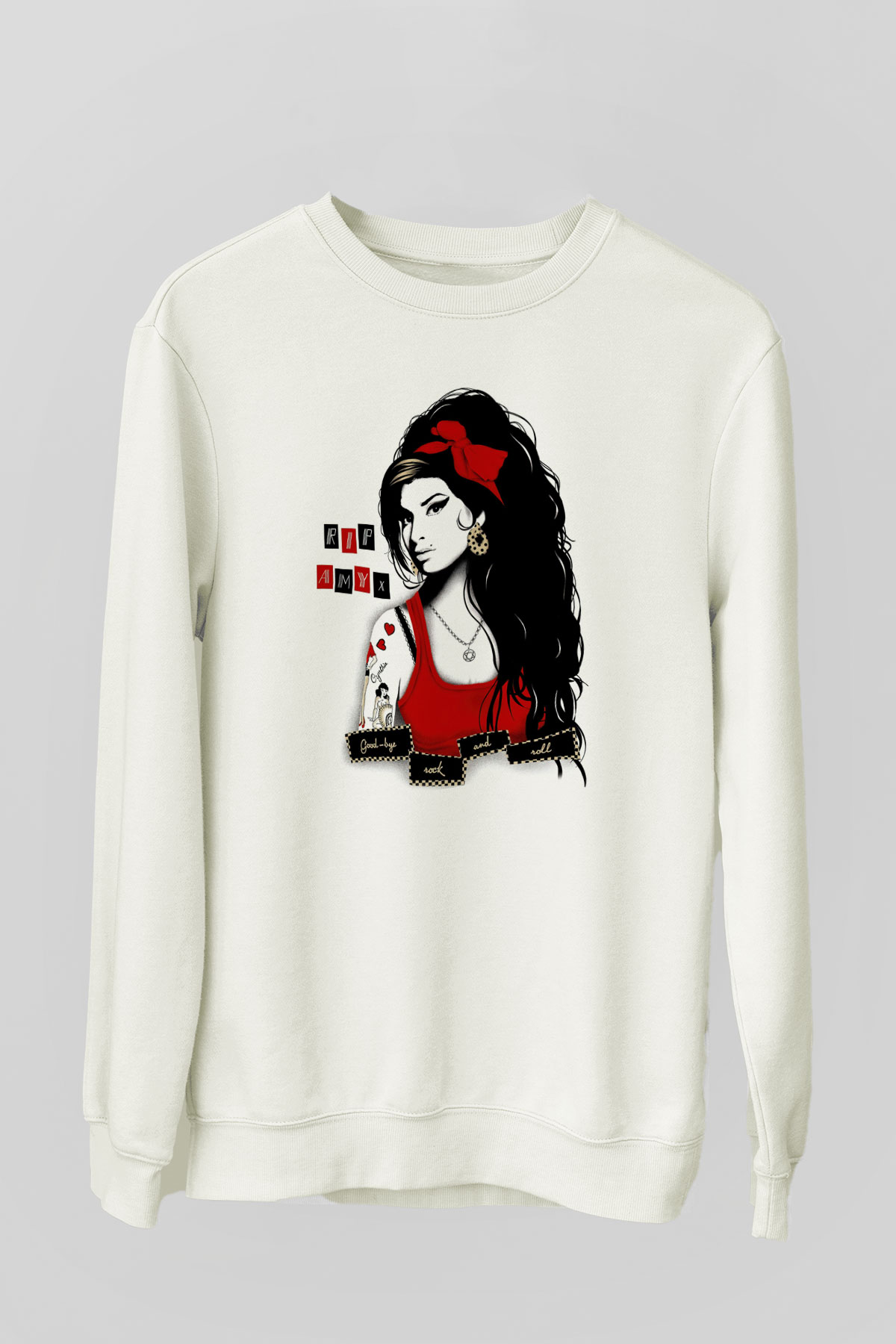 Amy Winehouse Beyaz Unisex Sweatshirt