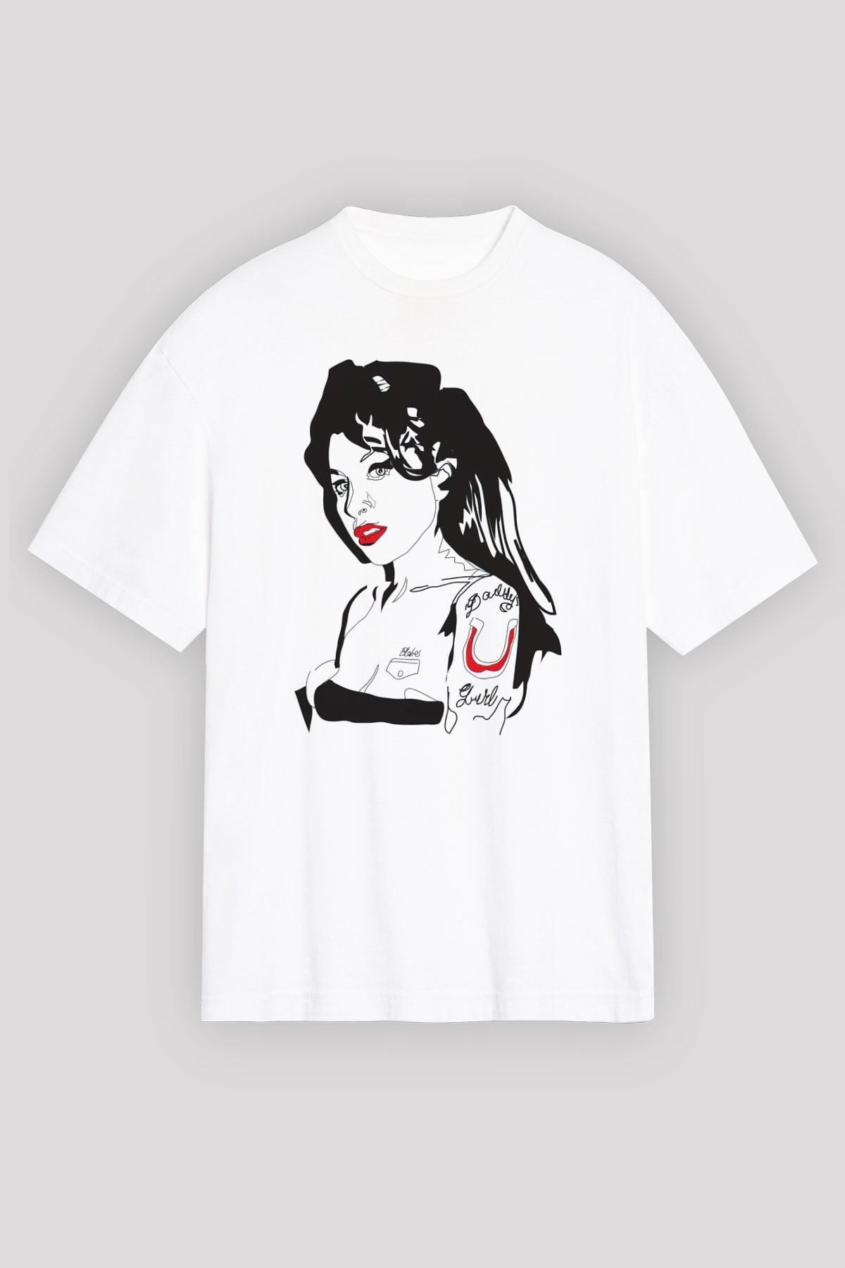Amy Winehouse Beyaz Oversize Tişört Oversize T-shirt - TişörtFabrikası