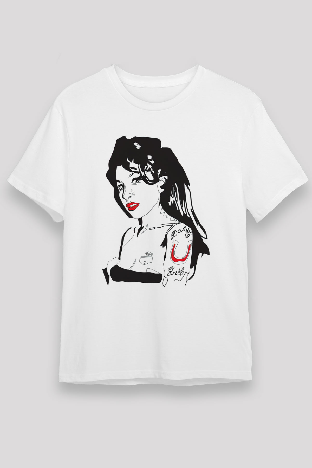 Amy Winehouse Beyaz Unisex Tişört T-Shirt - TişörtFabrikası