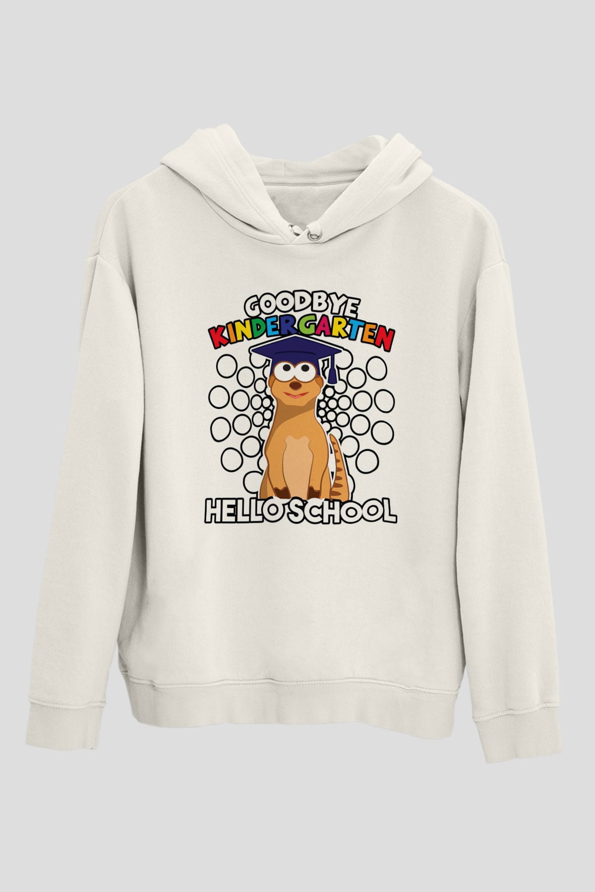 Ana okulu Beyaz Unisex Kapüşonlu Sweatshirt