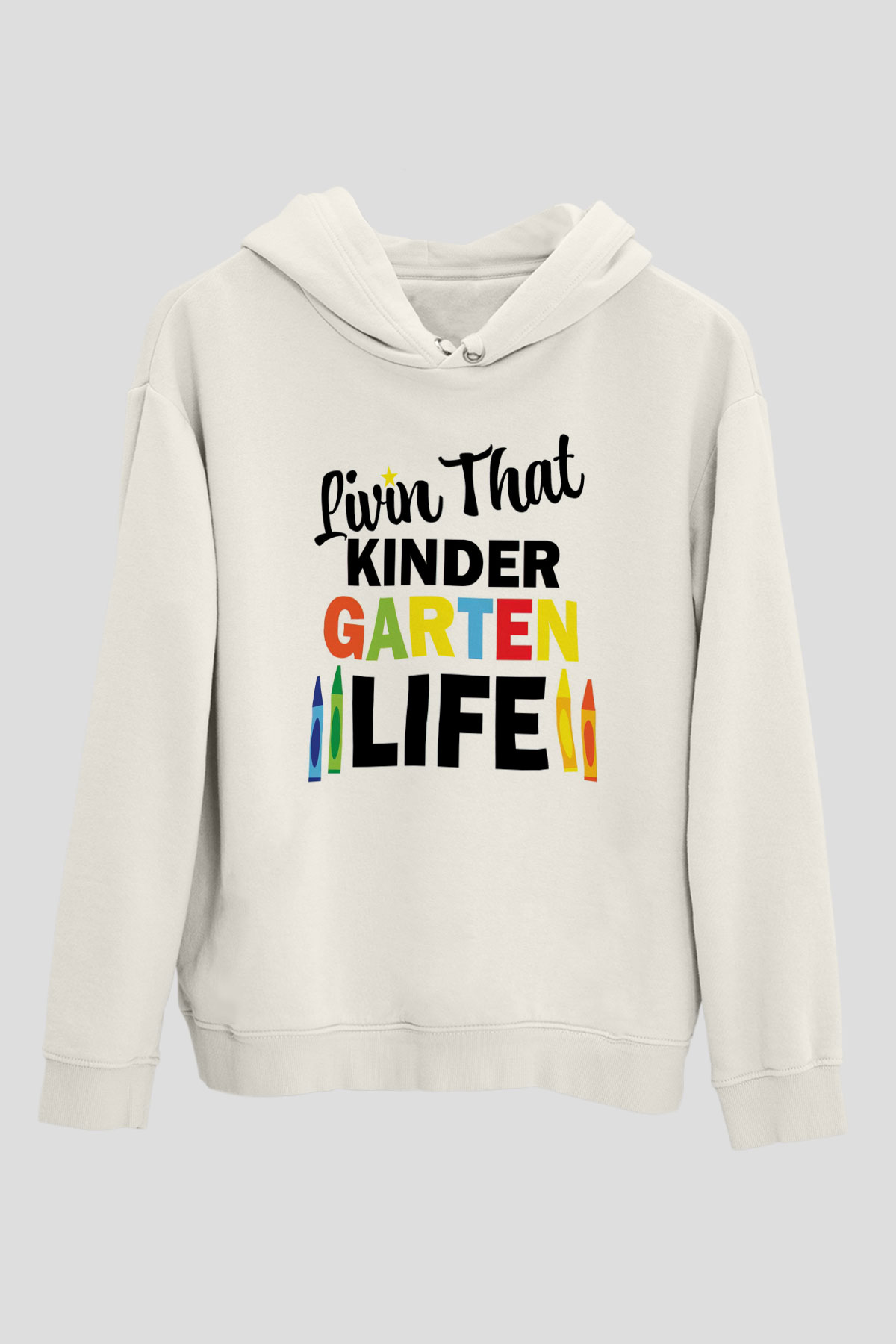 Ana okulu Beyaz Unisex Kapüşonlu Sweatshirt