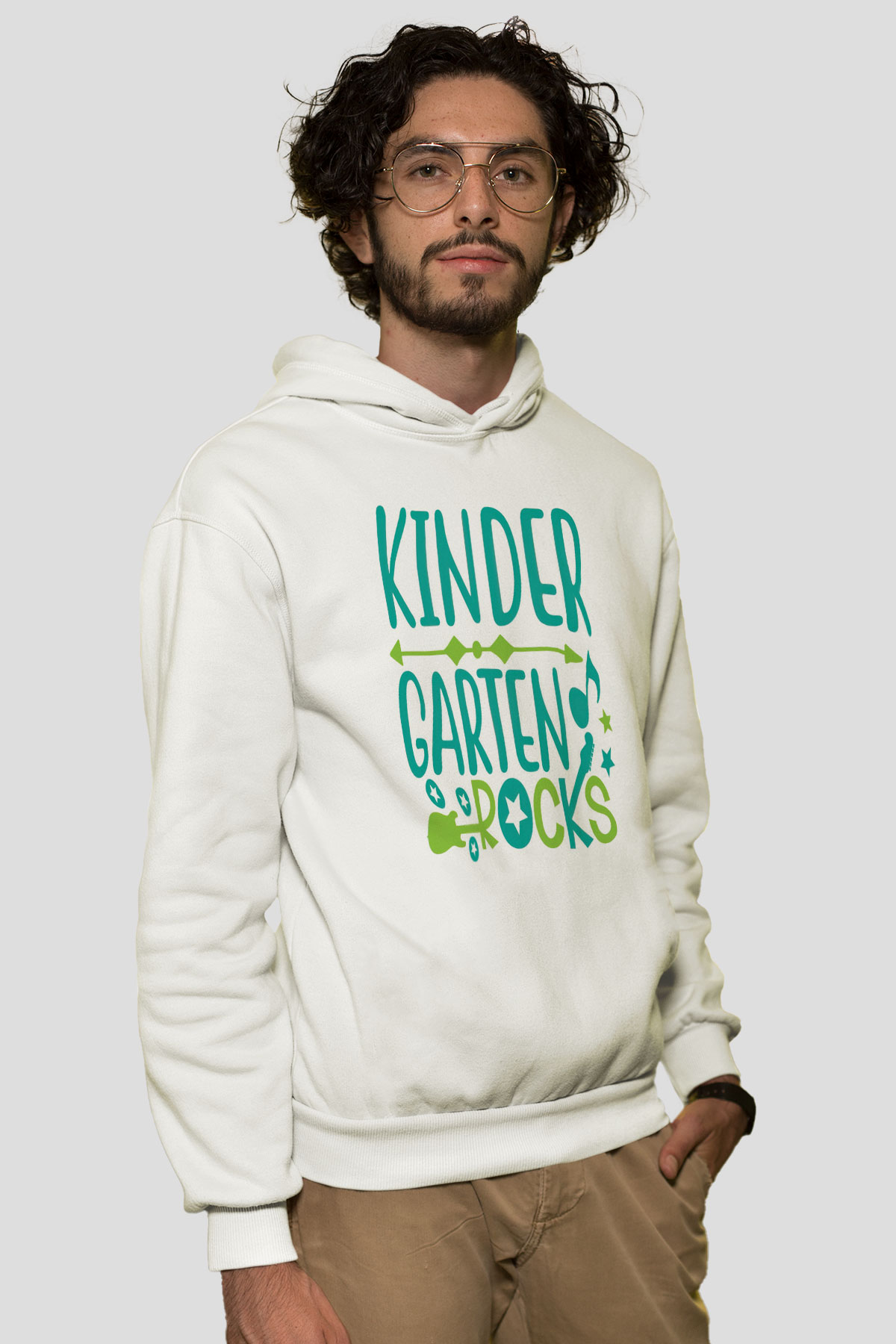 Ana okulu Beyaz Unisex Kapüşonlu Sweatshirt