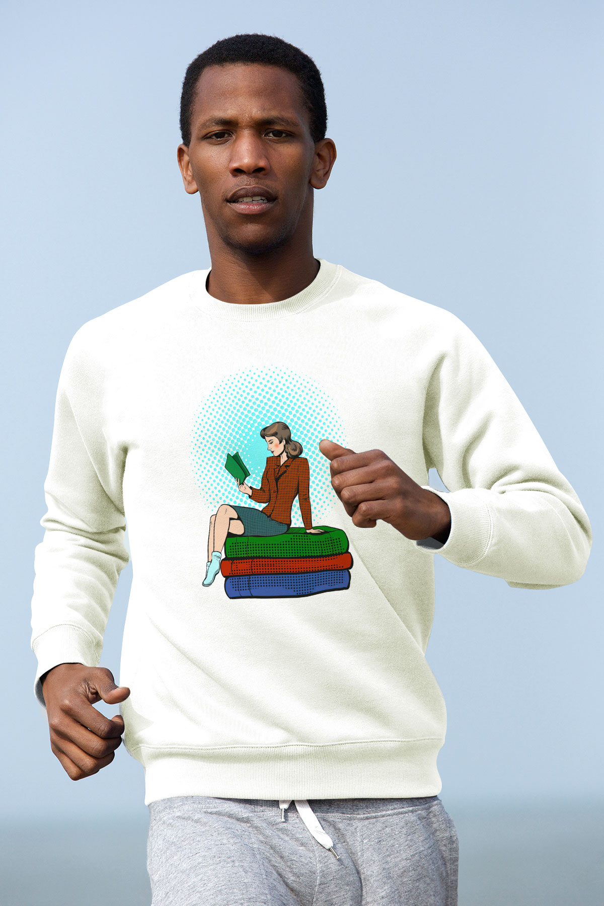 Ana okulu Beyaz Unisex Sweatshirt