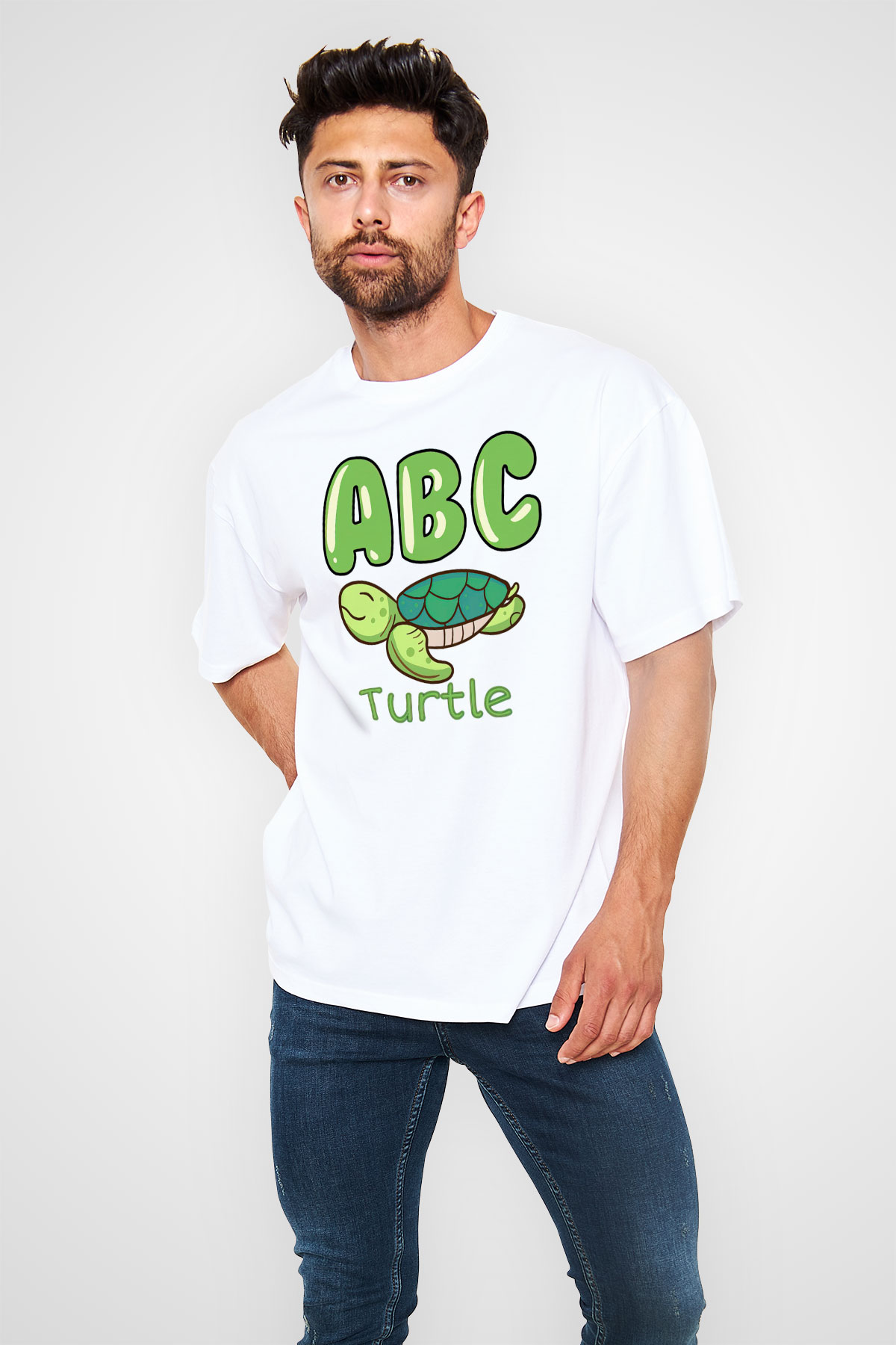 Ana okulu Beyaz Oversize Tişört Oversize T-shirt - TişörtFabrikası