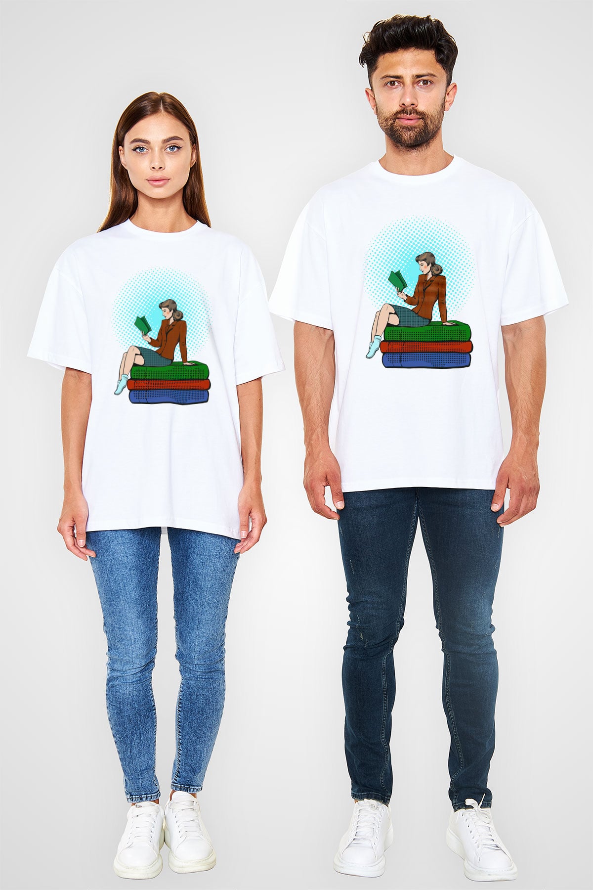 Ana okulu Beyaz Oversize Tişört Oversize T-shirt - TişörtFabrikası