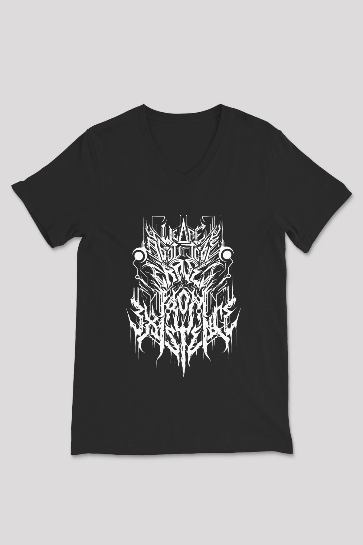 Analepsy Baskılı Unisex Siyah V Yaka Tişört - Tshirt