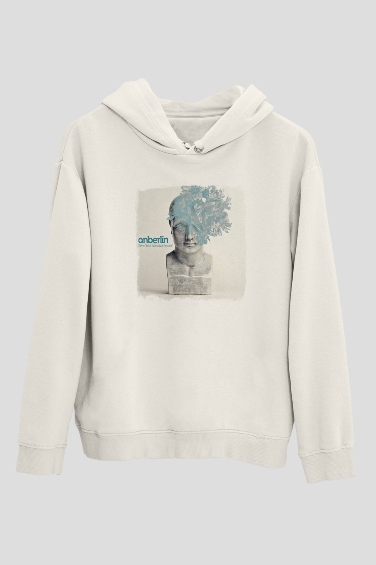 Anberlin Baskılı Unisex Beyaz Hoodie