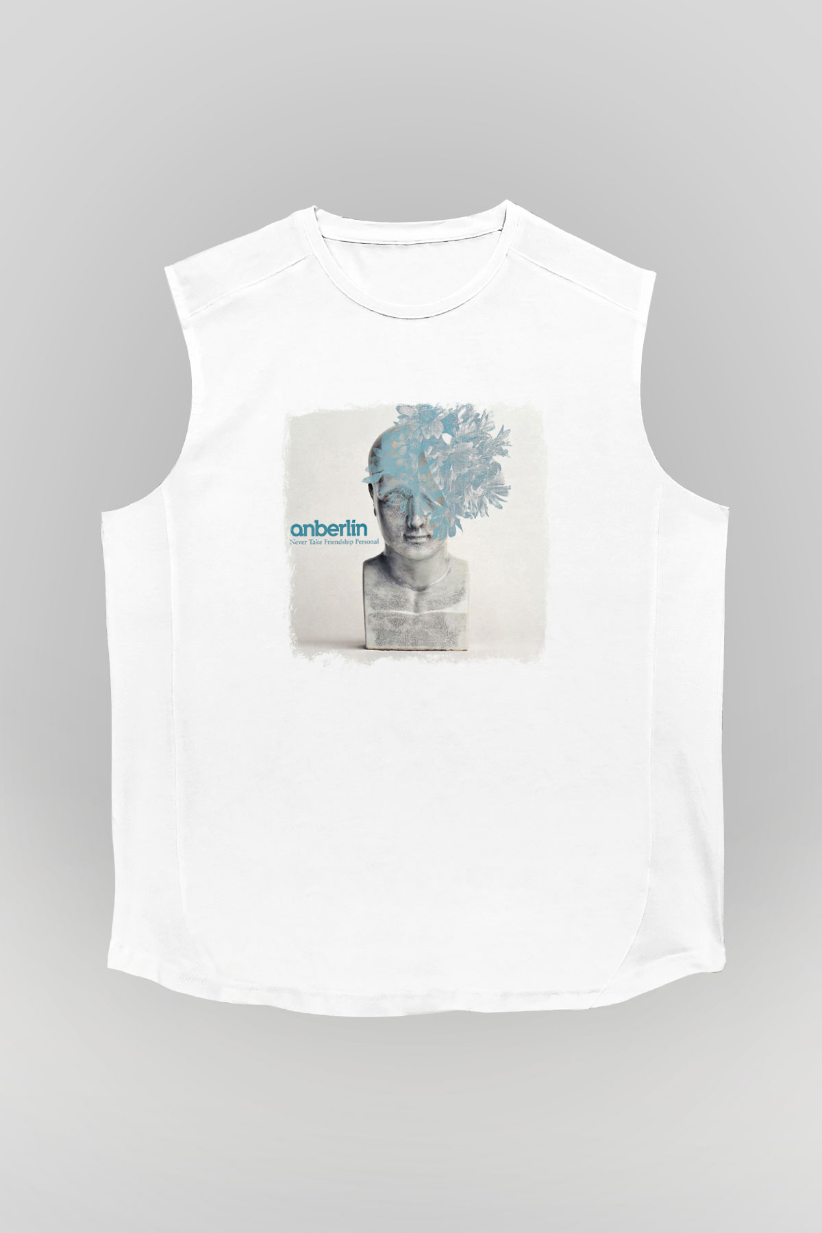 Anberlin Baskılı Unisex Beyaz Kolsuz Tişört