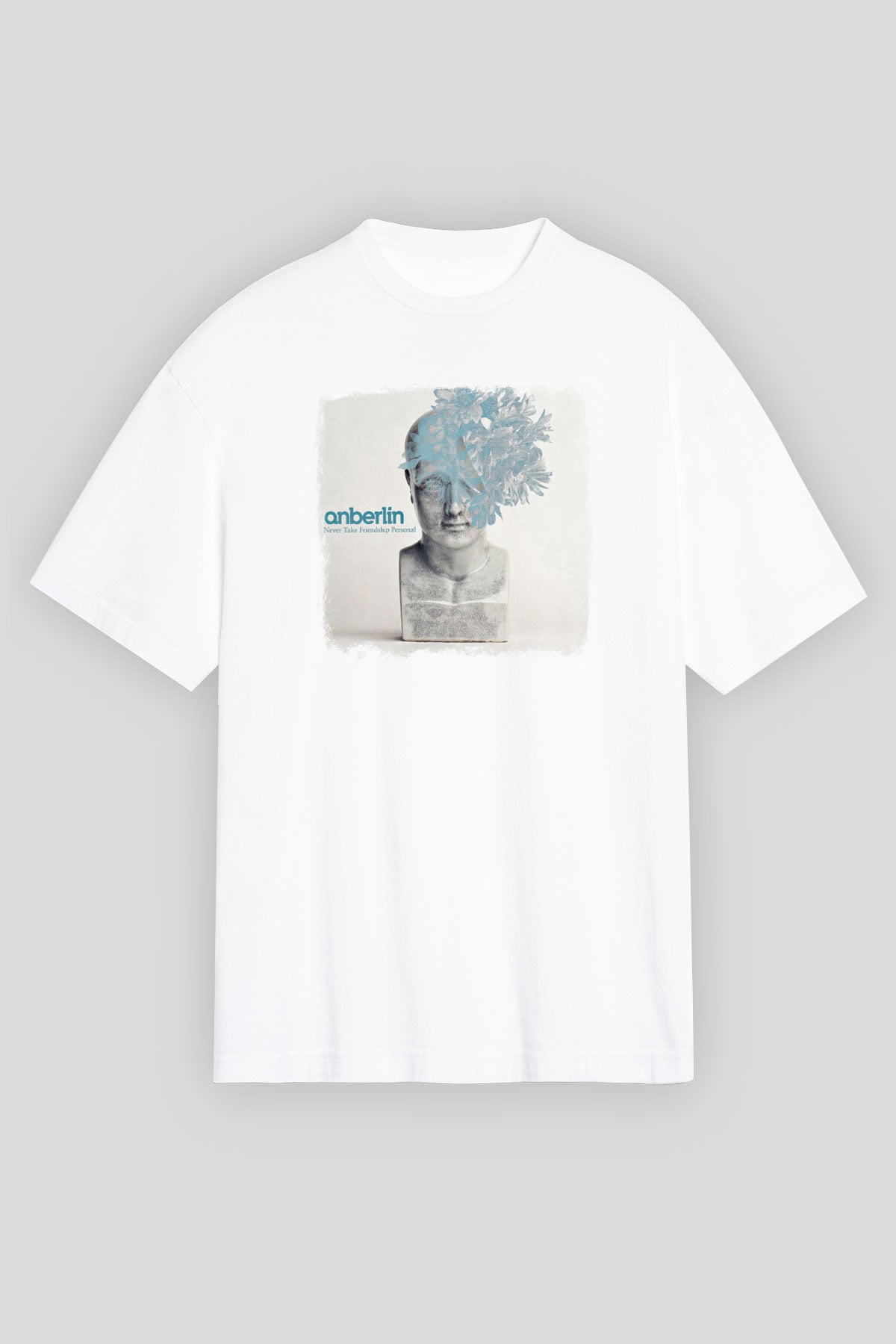 Anberlin Baskılı Unisex Beyaz Oversize Tişört