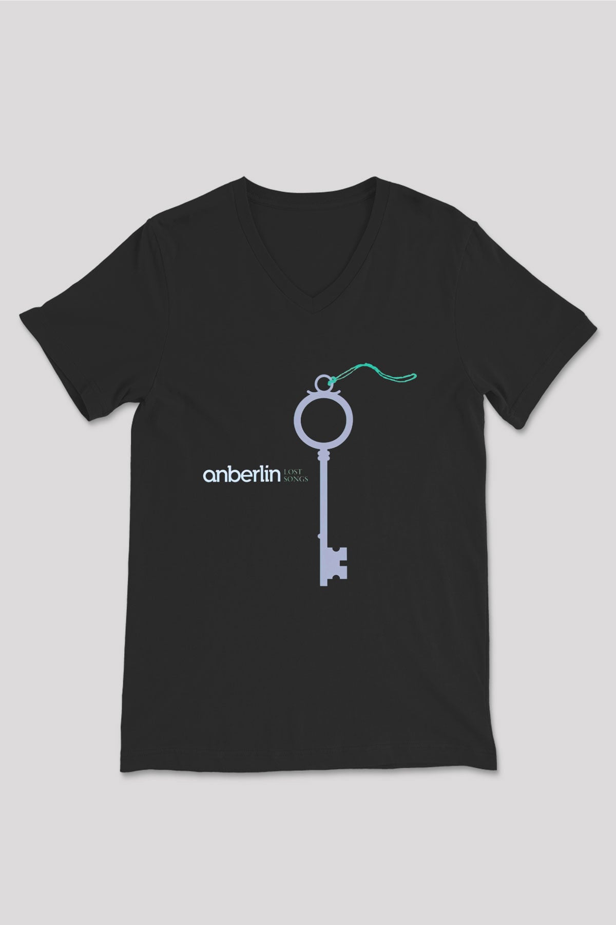 Anberlin Siyah Unisex V Yaka Tişört T-Shirt
