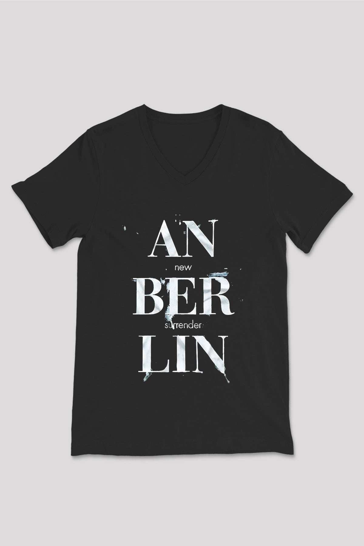 Anberlin Siyah Unisex V Yaka Tişört T-Shirt
