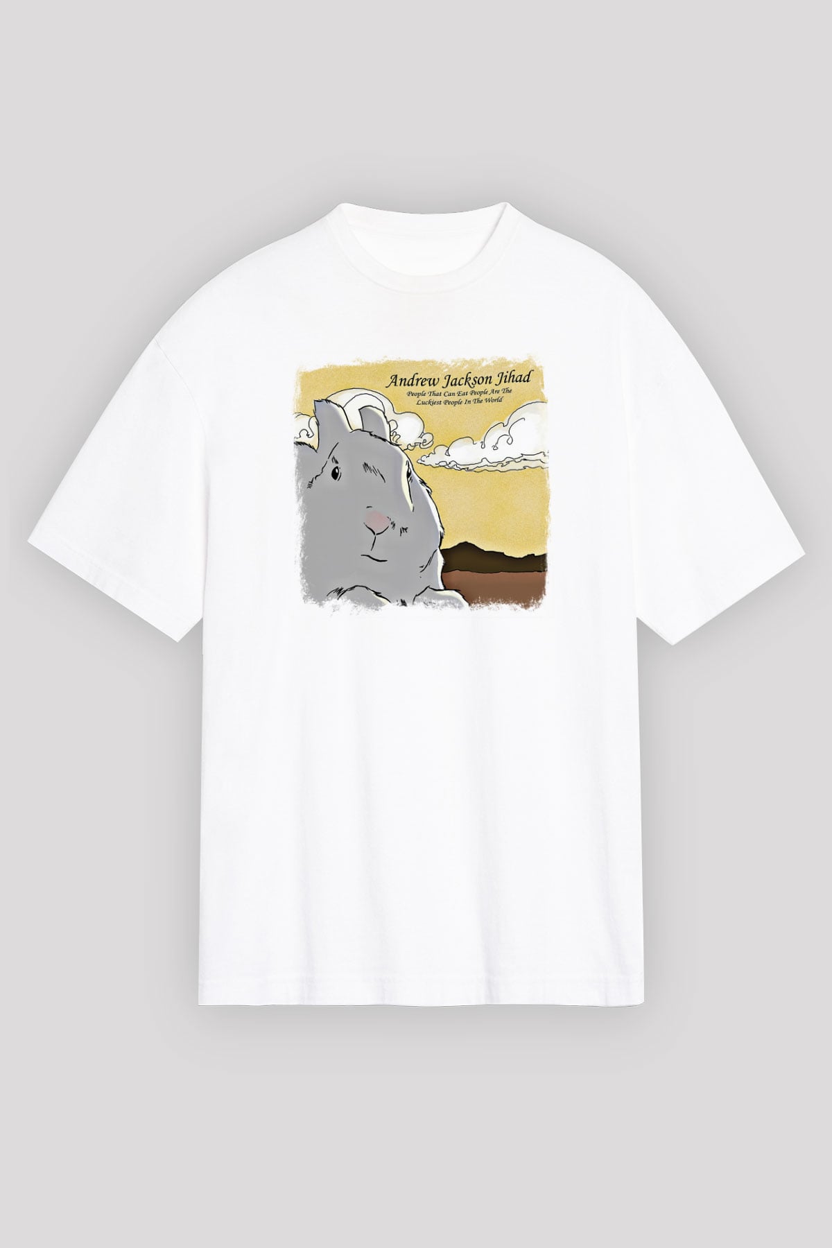 Andrew Jackson Jihad Baskılı Unisex Beyaz Oversize Tişört
