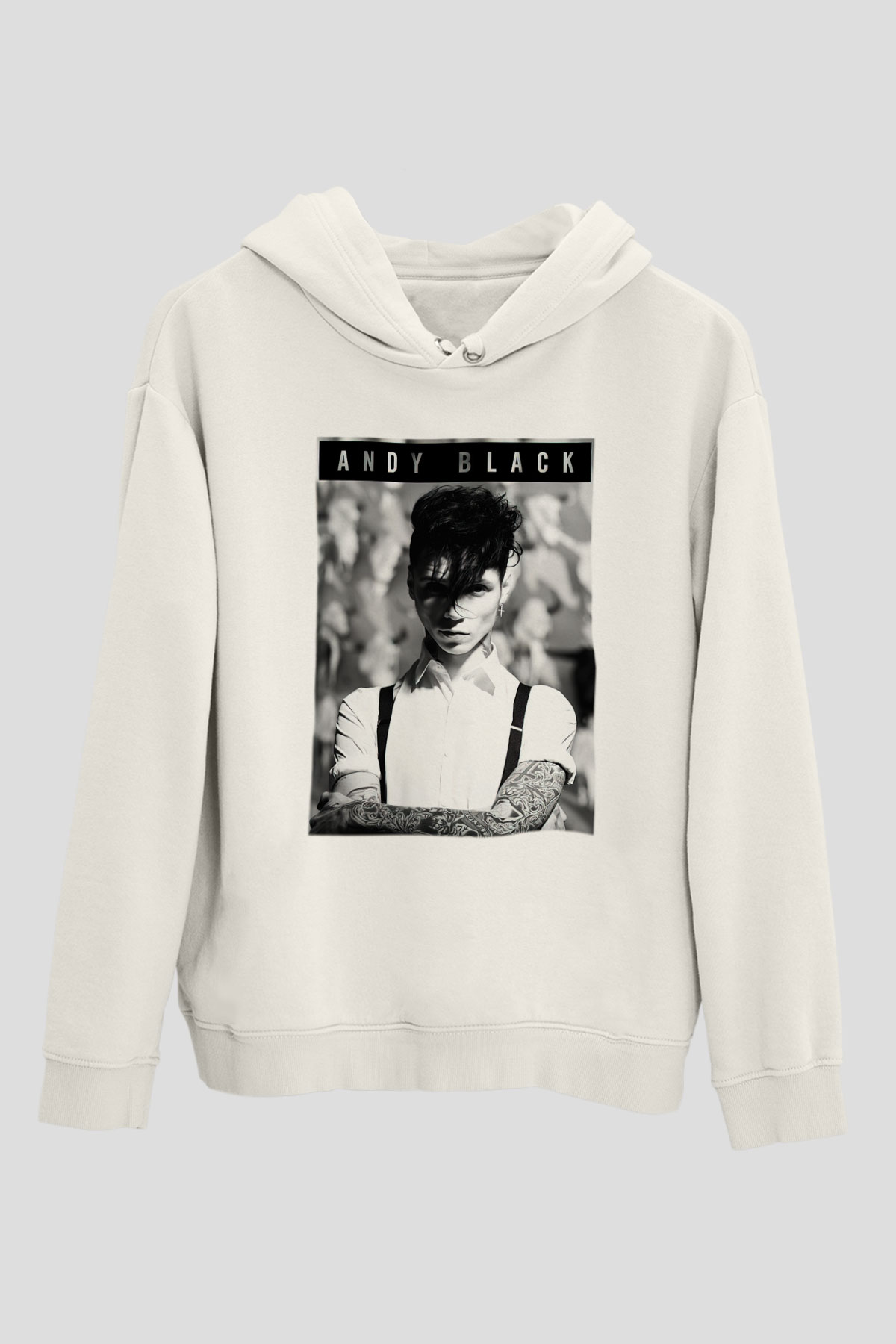 Andy Black Beyaz Unisex Kapşonlu Sweatshirt