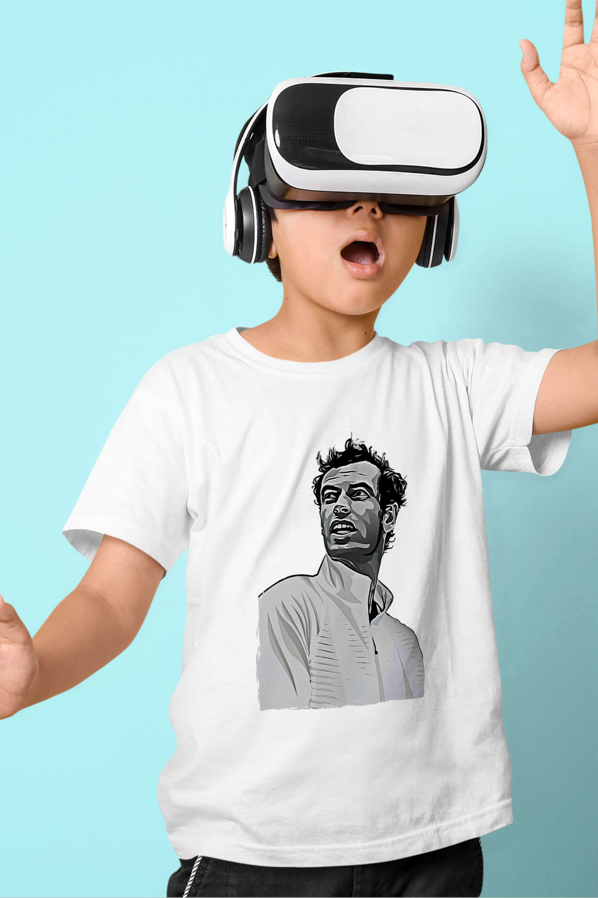 Andy Murray Baskılı Beyaz Unisex Beyaz Çocuk Tişört - Tshirt