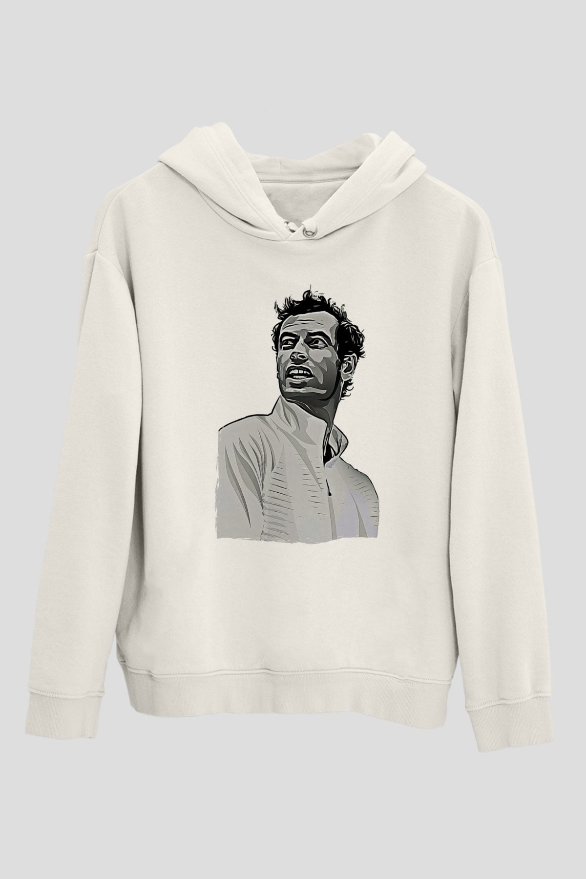 Andy Murray Baskılı Beyaz Unisex Kapüşonlu Sweatshirt