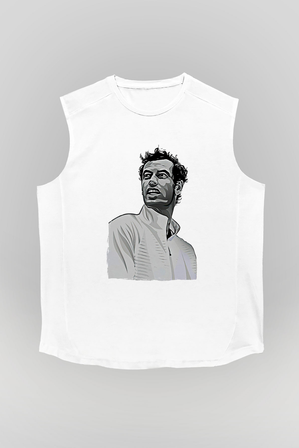 Andy Murray Baskılı Beyaz Unisex Kolsuz Tişört - Tshirt