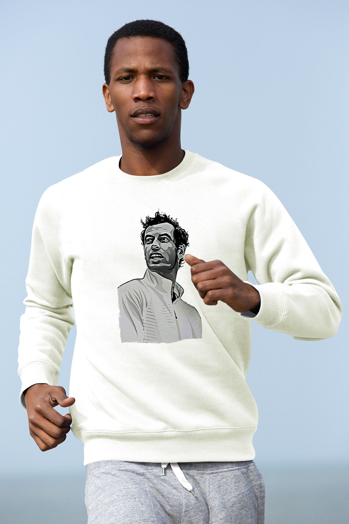 Andy Murray Baskılı Beyaz Unisex Sweatshirt