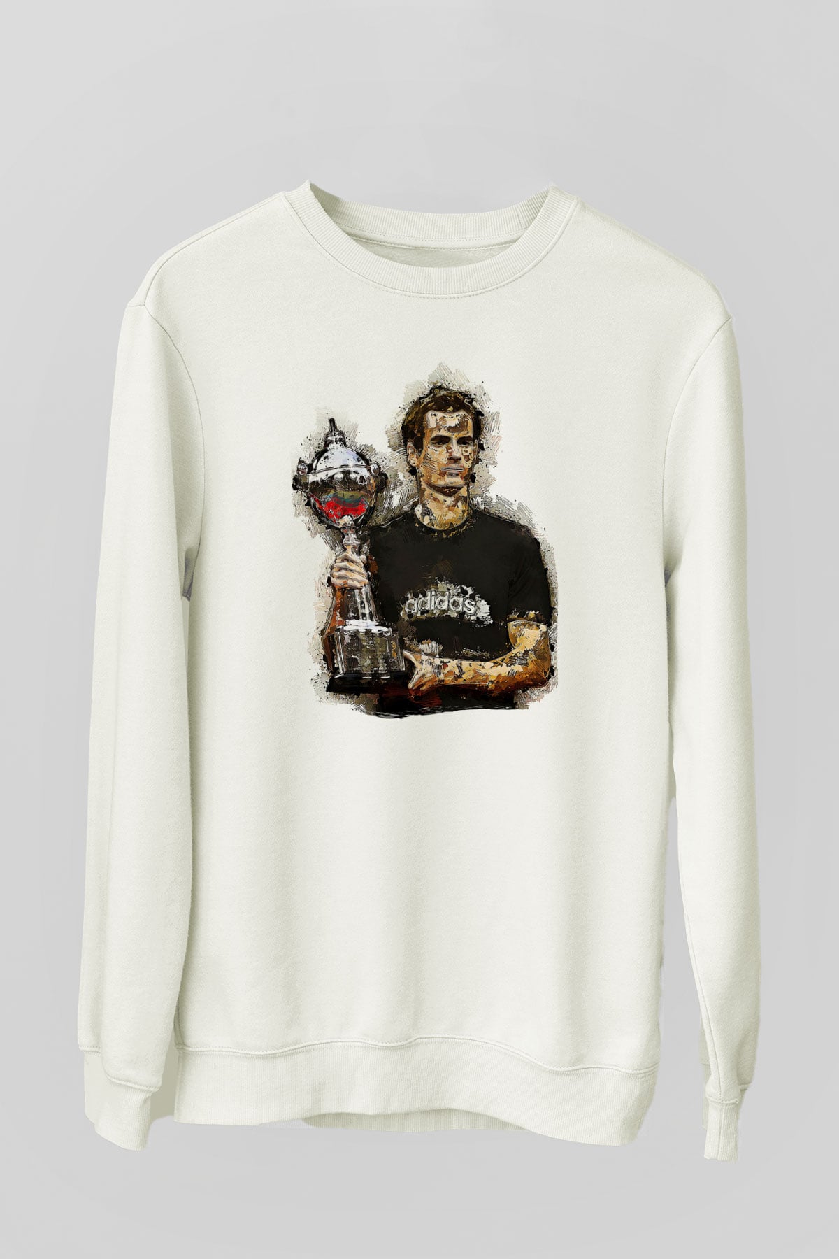 Andy Murray Baskılı Beyaz Unisex Sweatshirt