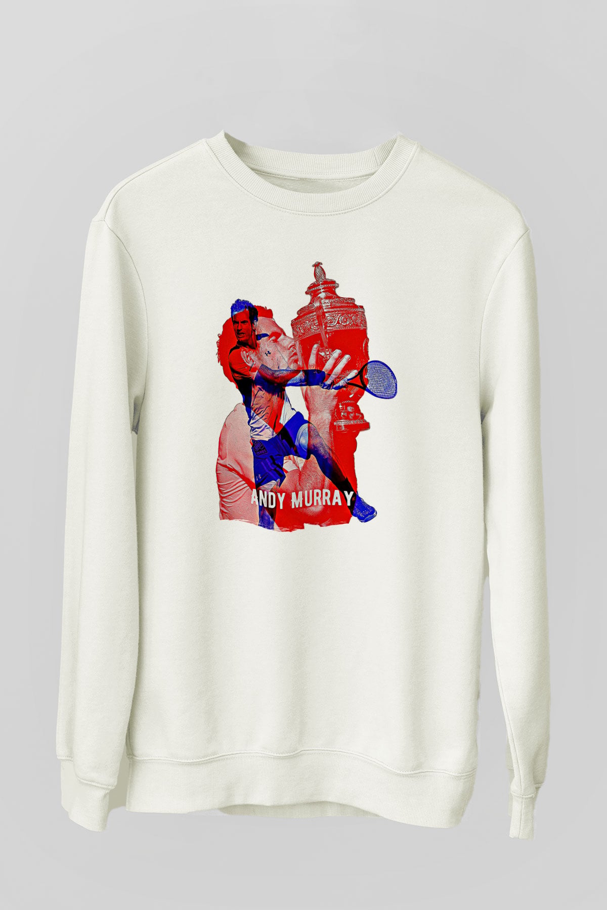 Andy Murray Baskılı Beyaz Unisex Sweatshirt