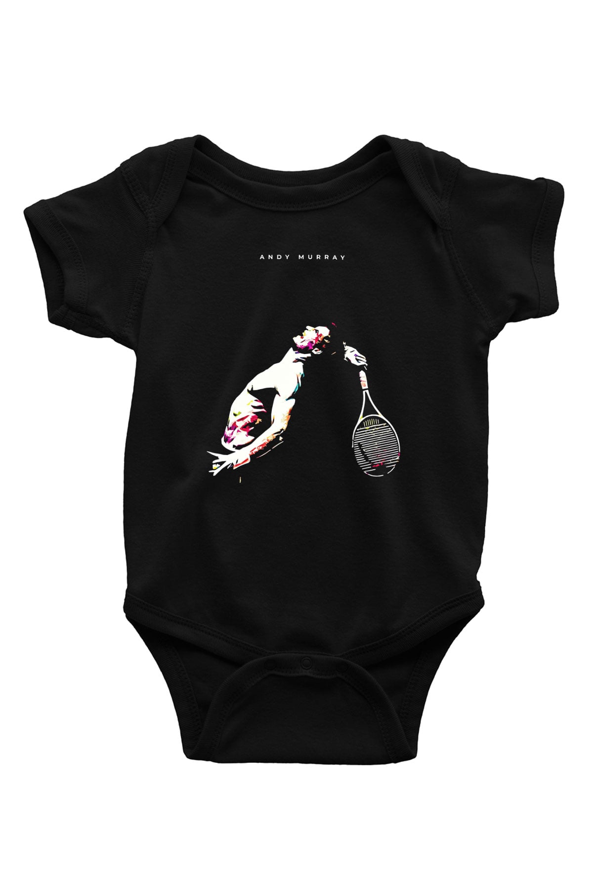 Andy Murray Baskılı Unisex Siyah Bebek Body - Zıbın