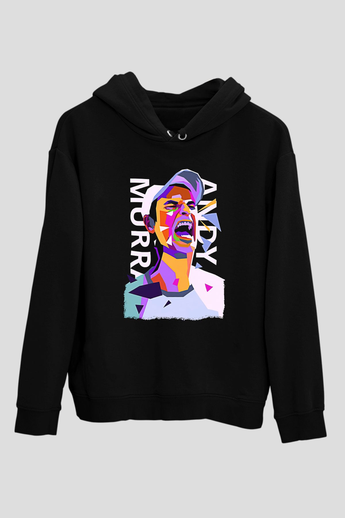 Andy Murray Baskılı Unisex Siyah Kapüşonlu Sweatshirt