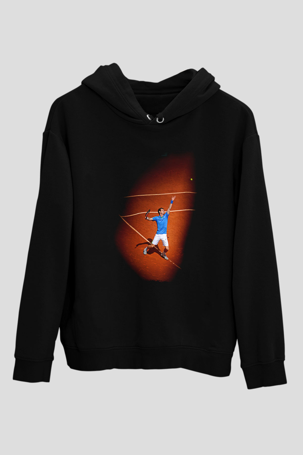 Andy Murray Baskılı Unisex Siyah Kapüşonlu Sweatshirt
